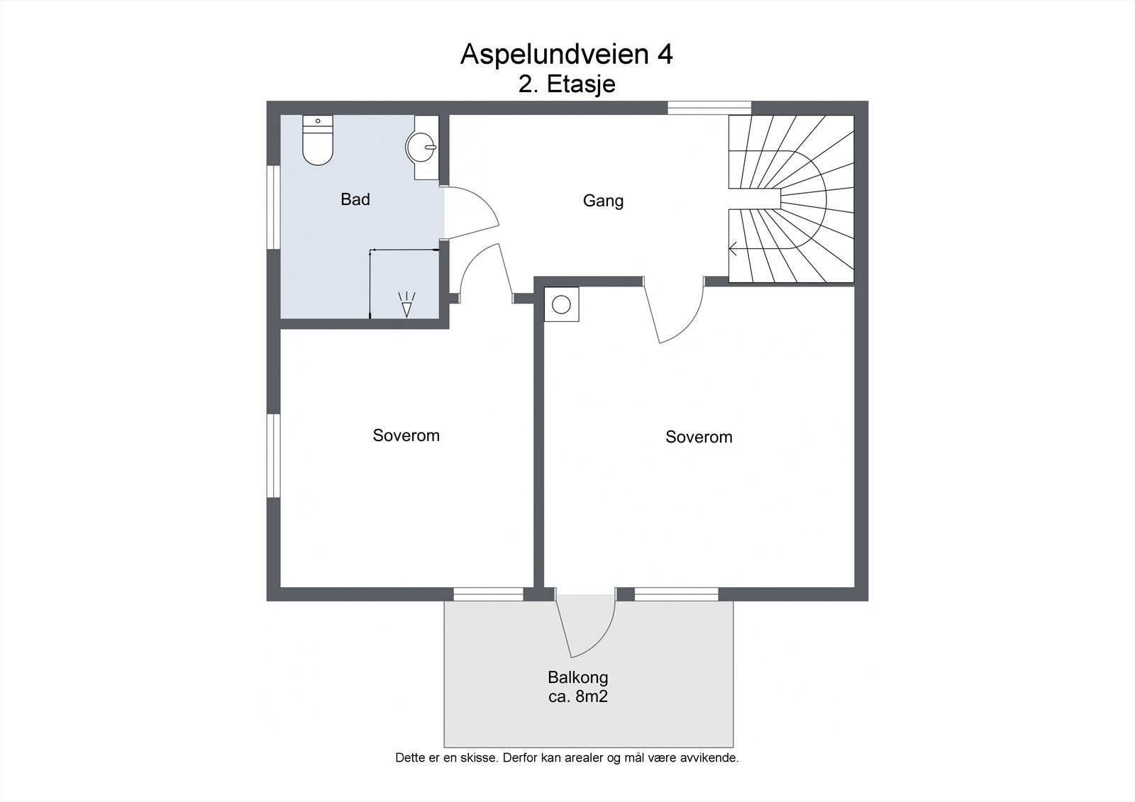 Plantegning 2.etg. BRA 56 m² / P-rom 56 m² Galleribilde
