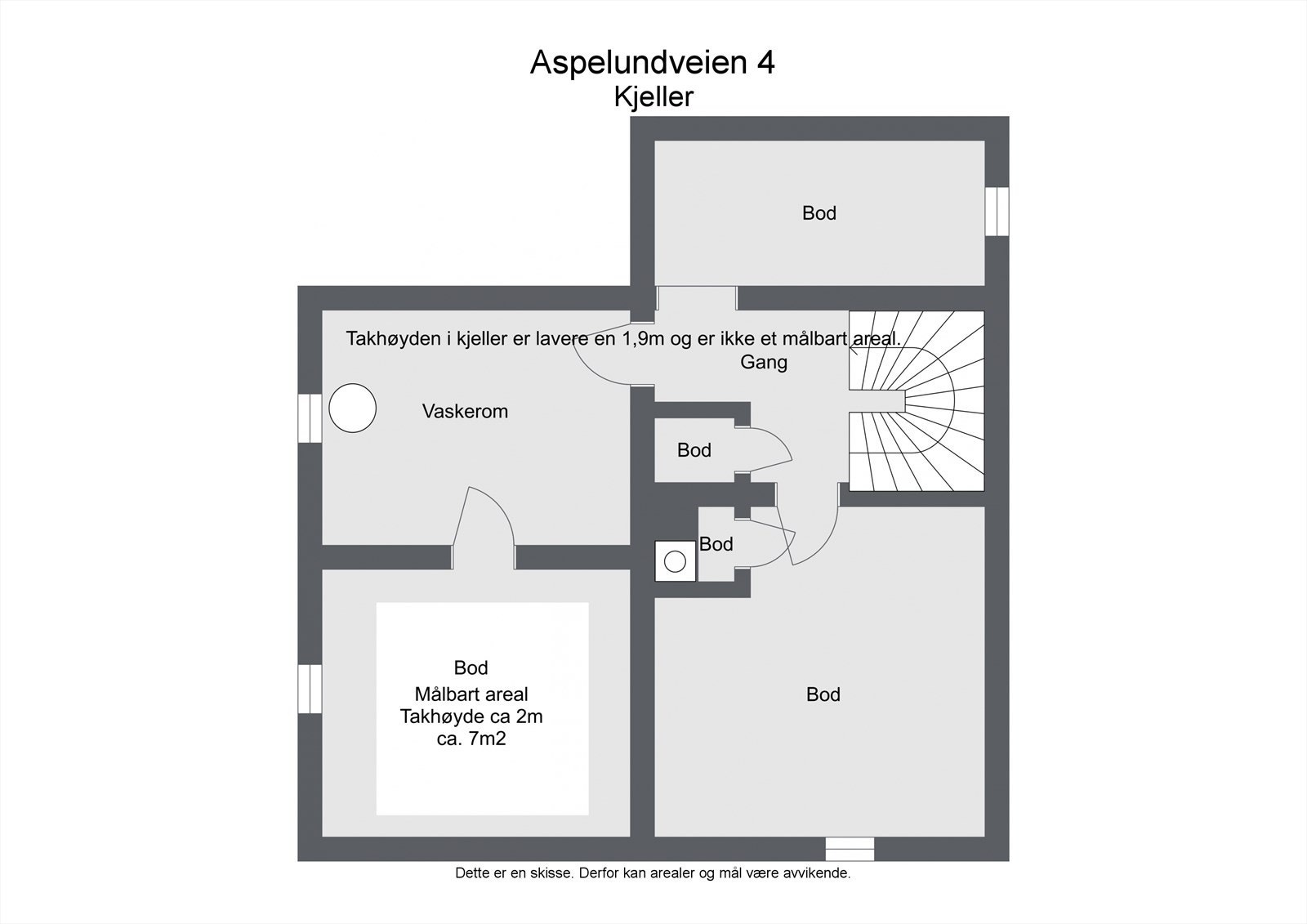 Plantegning kjeller BRA 7 m² Galleribilde