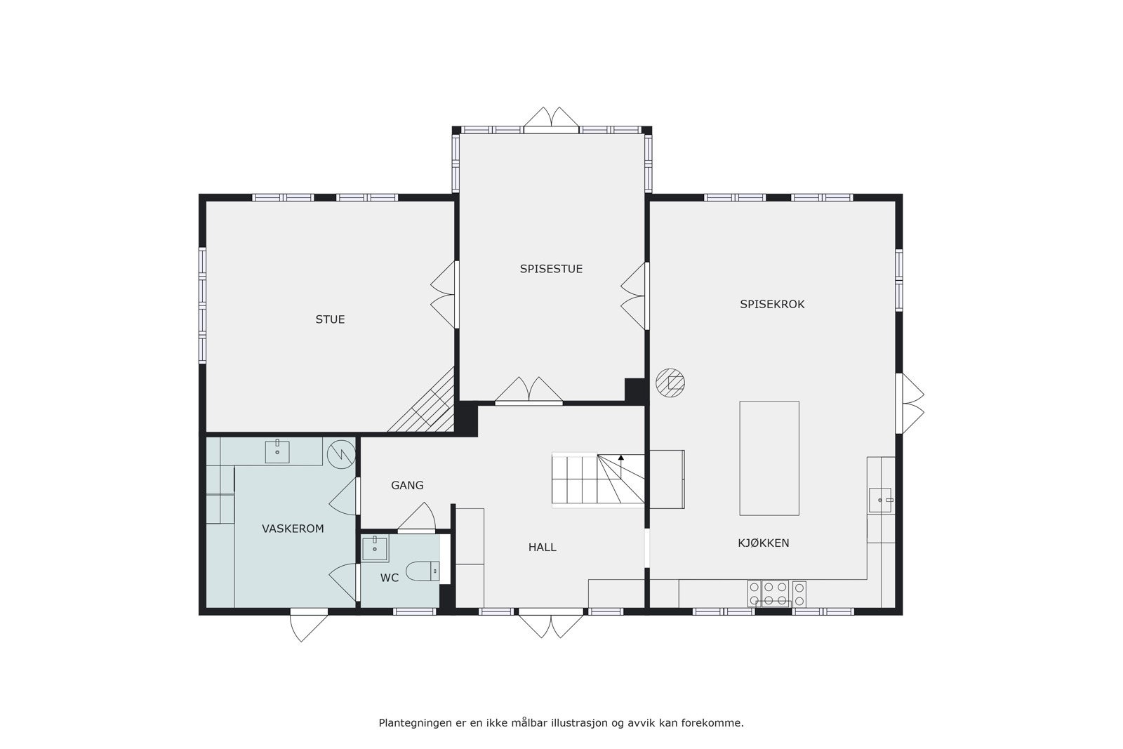 Plantegning hovedbygning 1. etasje Galleribilde
