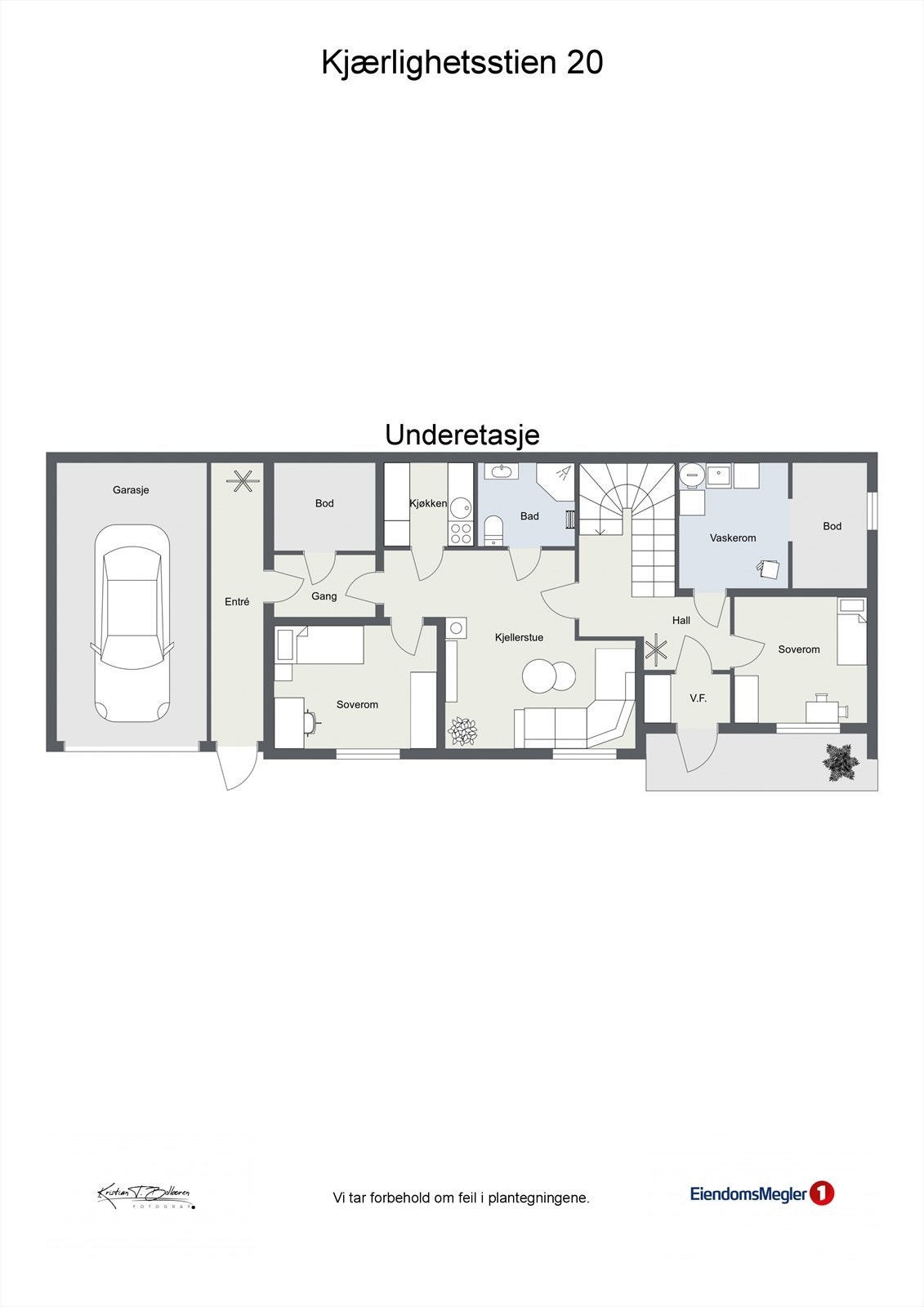 Plantegning underetasje Kjærlighetsstien 20. Galleribilde