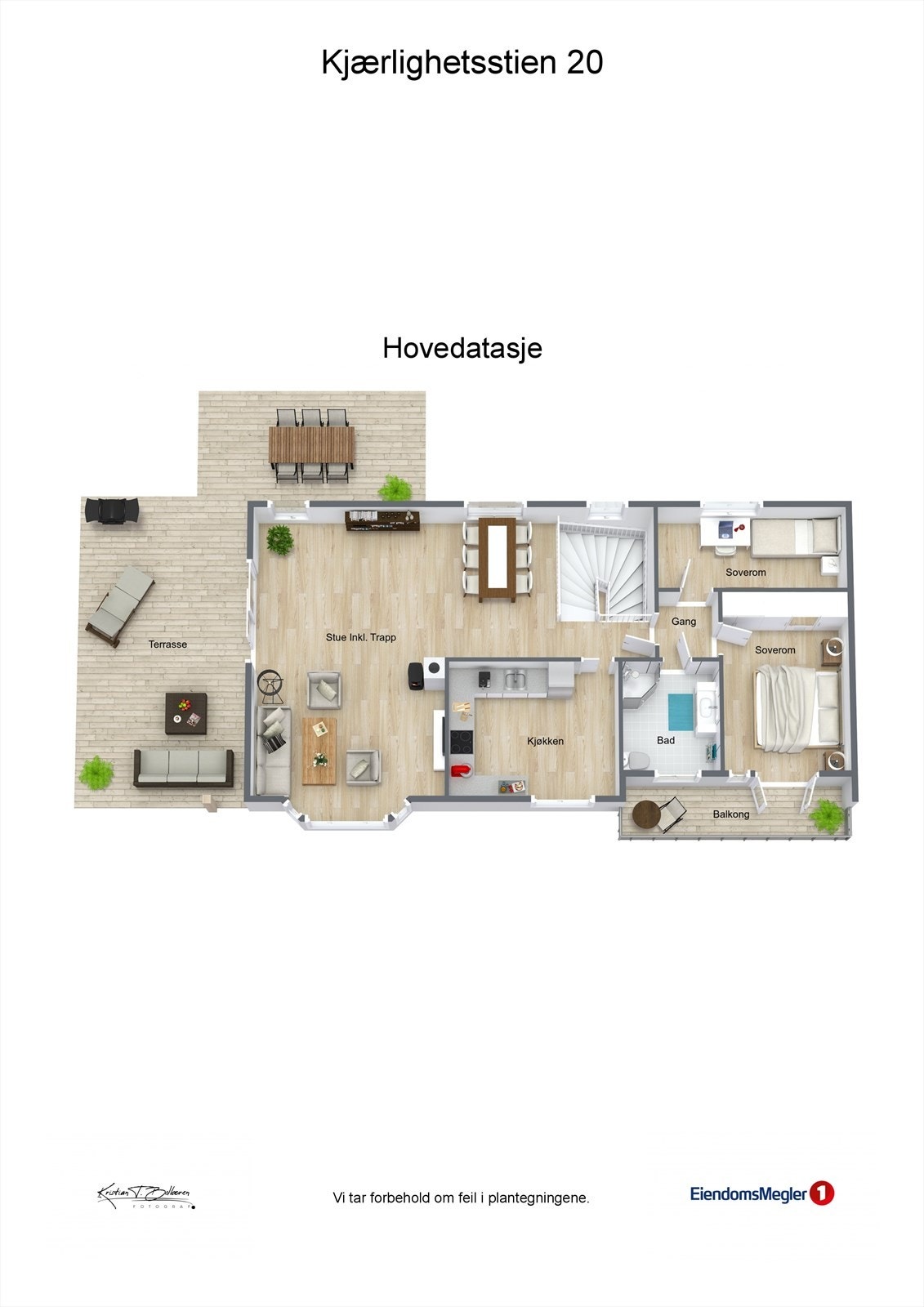 Plantegning hovedetasje Kjærlighetsstien 20. Galleribilde