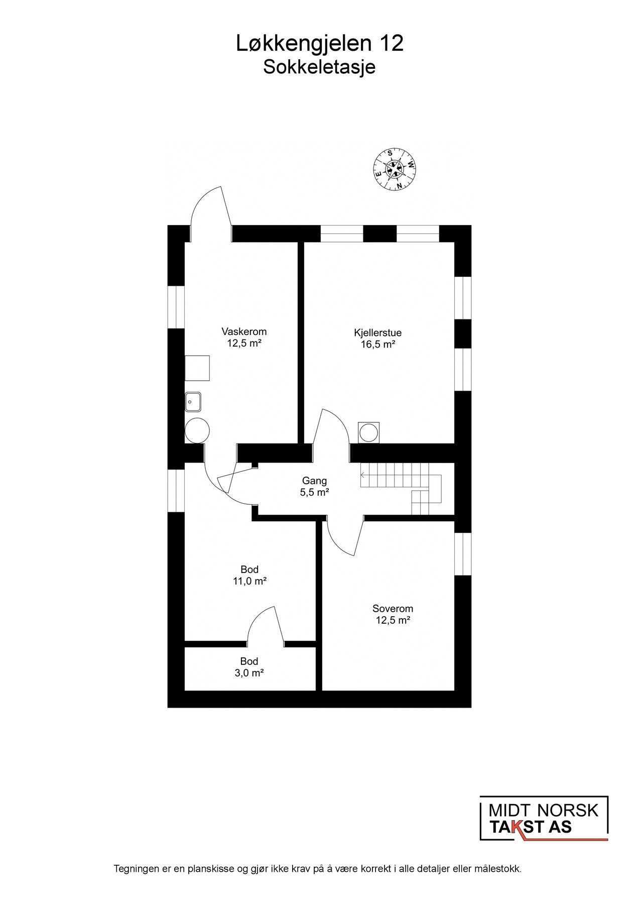 Planskisse Løkkengjelen 12 - sokkeletasje Galleribilde