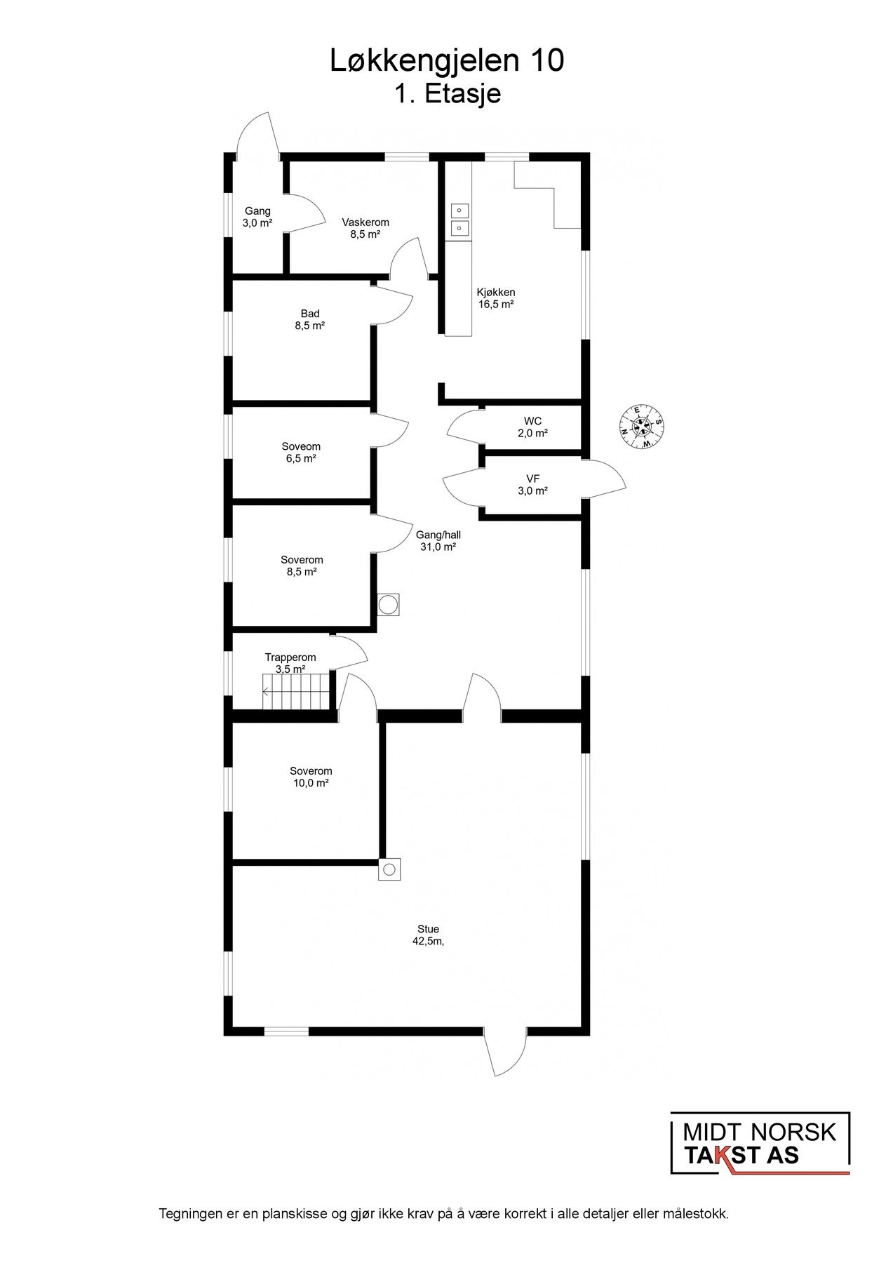 Planskisse Løkkengjelen 10 - 1. Etasje Galleribilde
