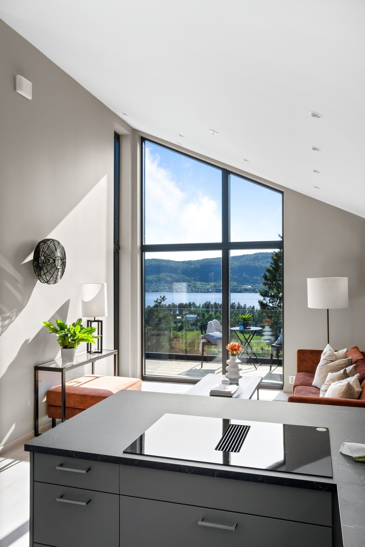 Platetopp med integrert ventilator. Herfra kan man kokkelere til flott sjøutsikt. Galleribilde