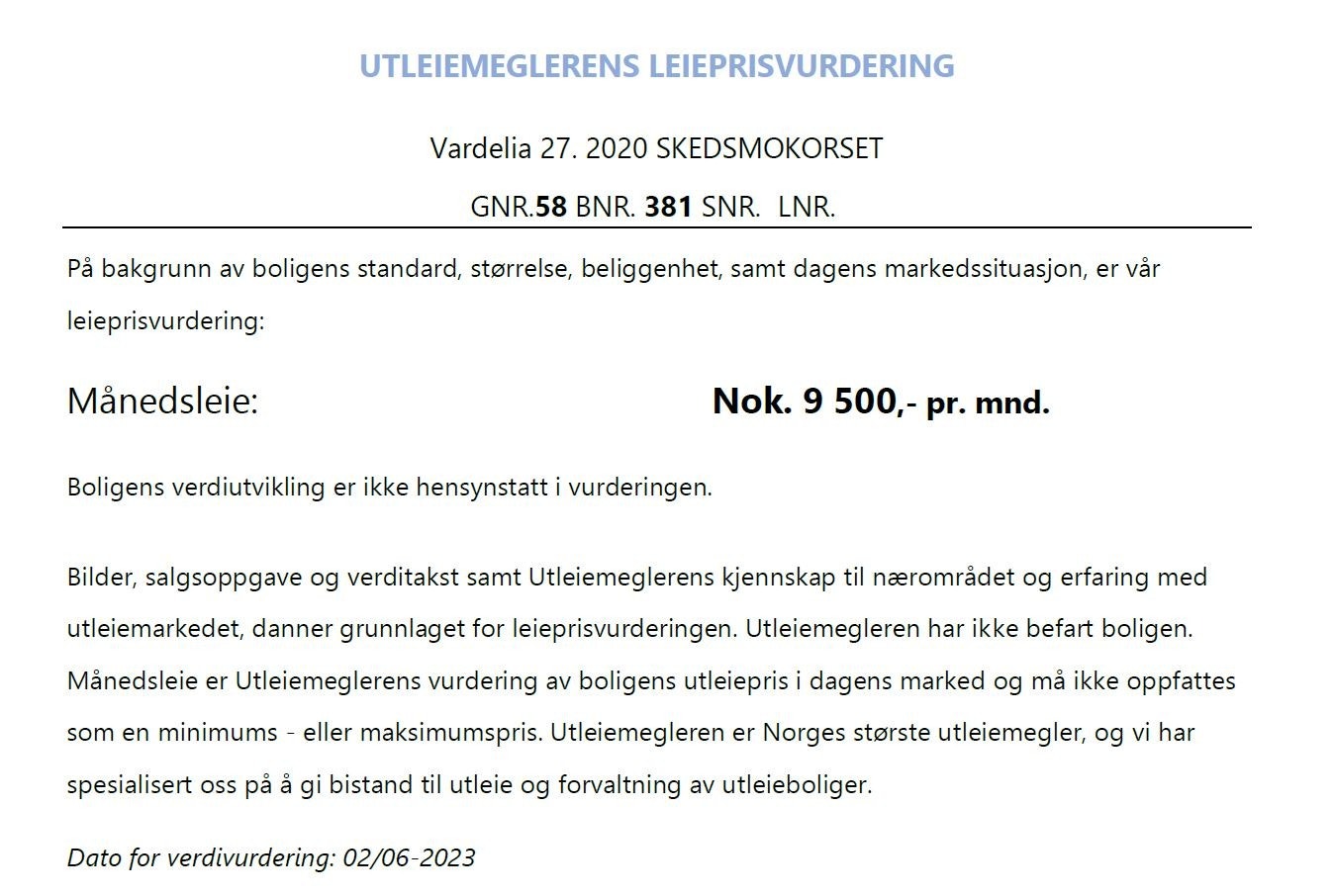Anslått utleieverdi av hybel er innhentet Galleribilde