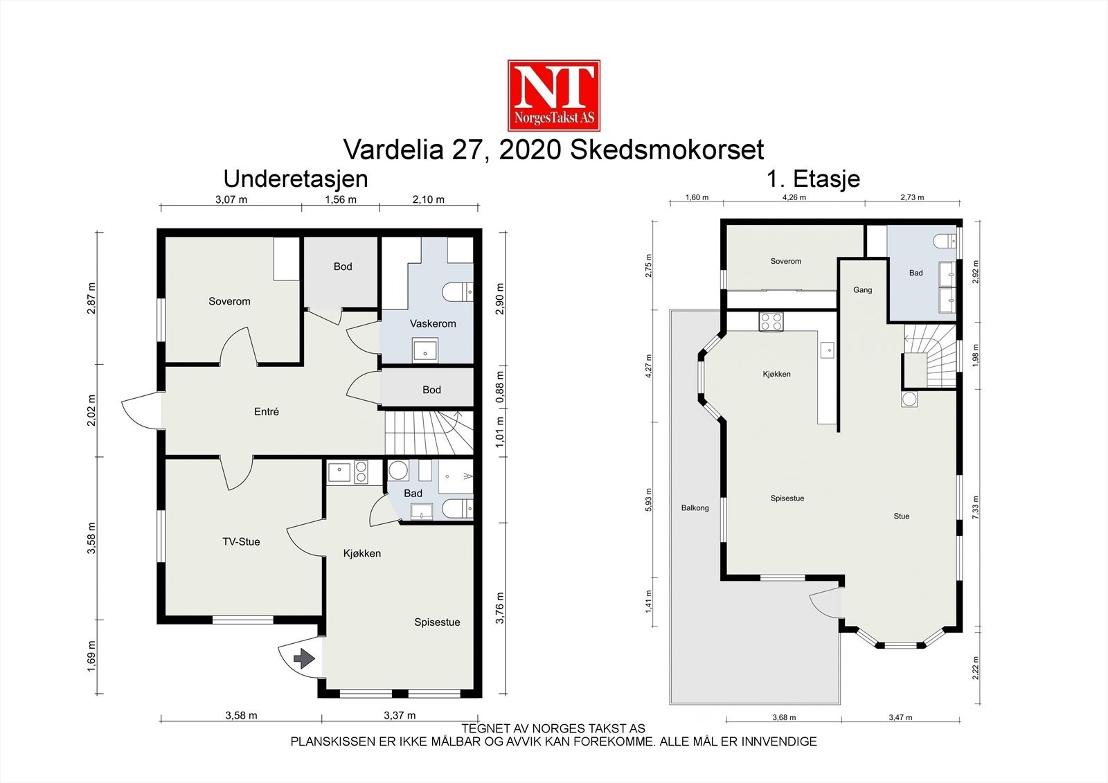 Plantegning begge etasjer. Galleribilde