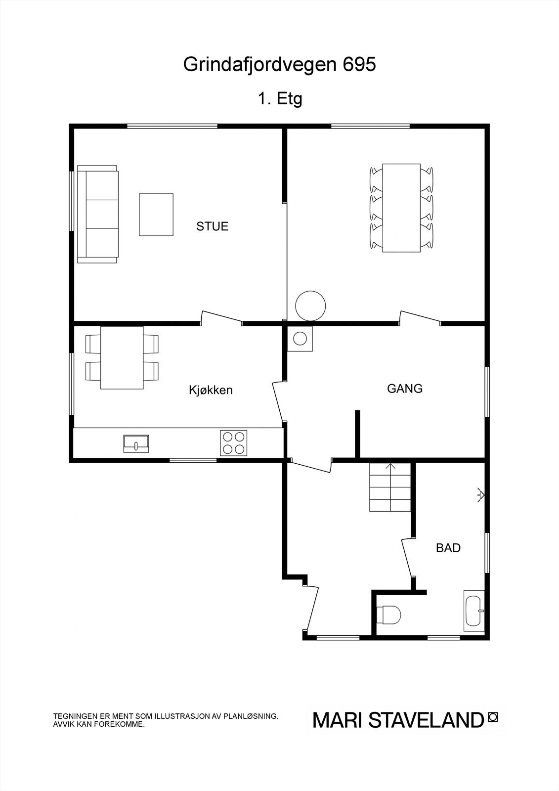 Floorplan letterhead - Grindafjordvegen 695 - 1. Etg - 2D Floor Plan Galleribilde