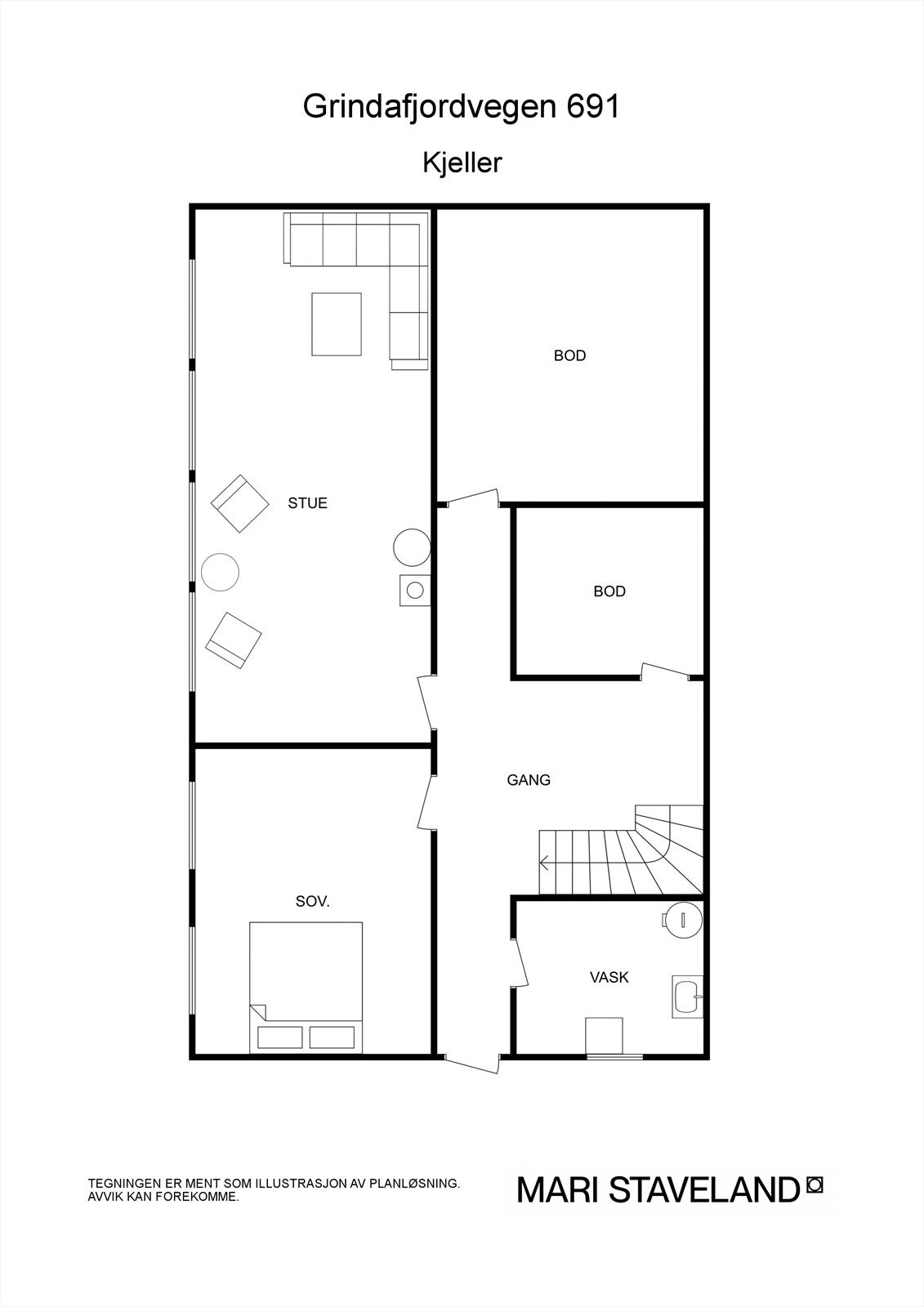 Floorplan letterhead - Grindafjordvegen 691 - Kjeller - 2D Floor Plan Galleribilde