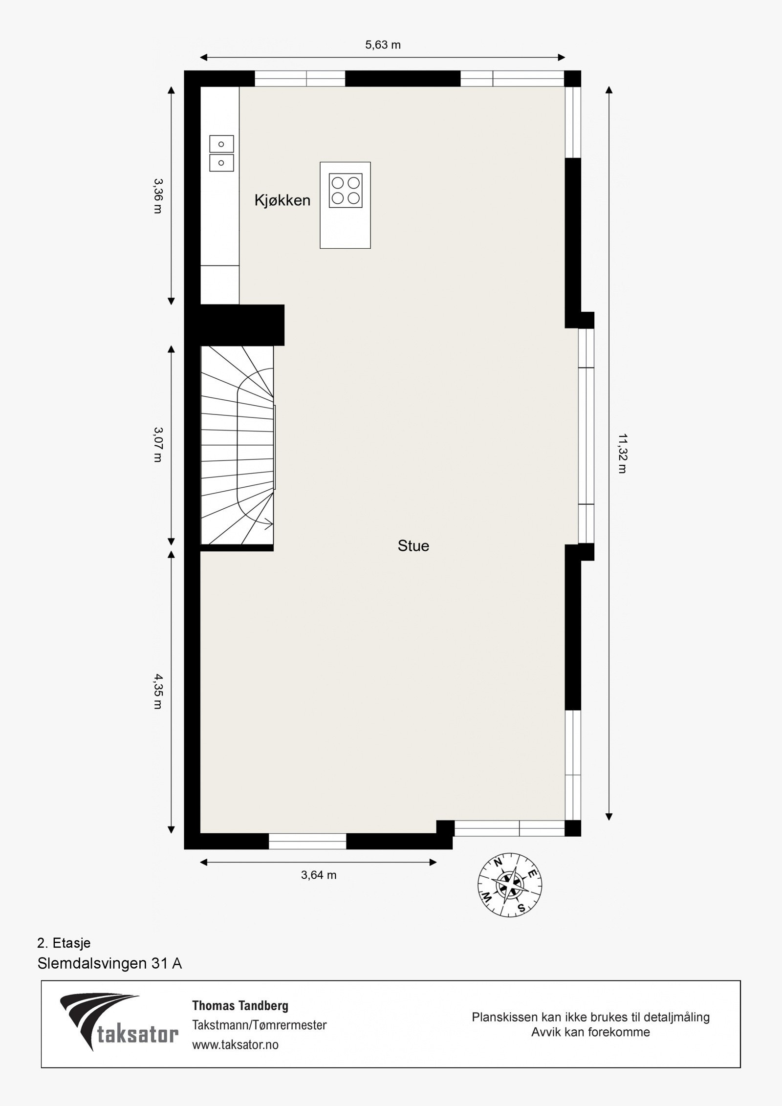 Målsatt plantegning - 2. Etasje. Galleribilde