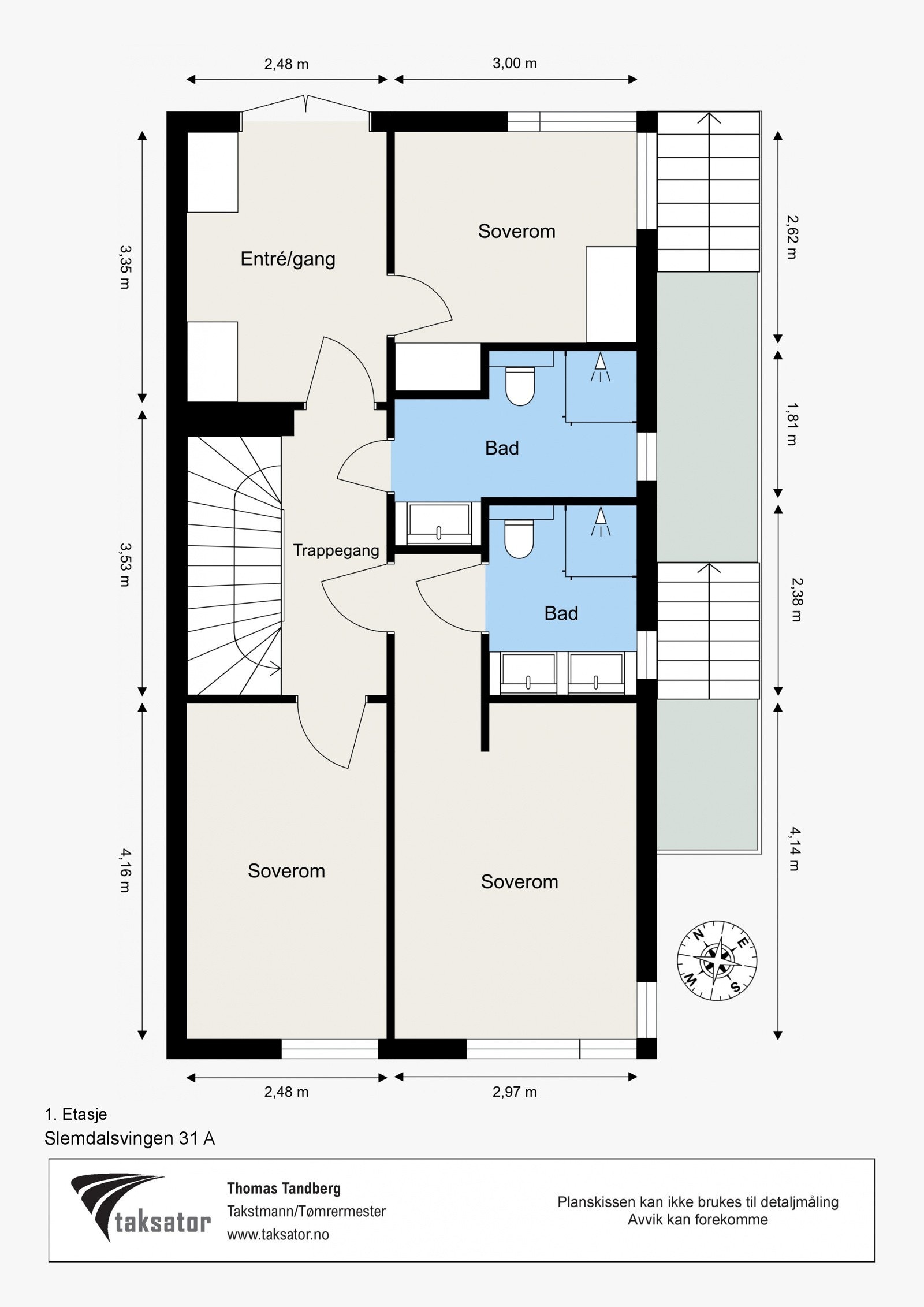 Målsatt plantegning - 1. Etasje. Galleribilde