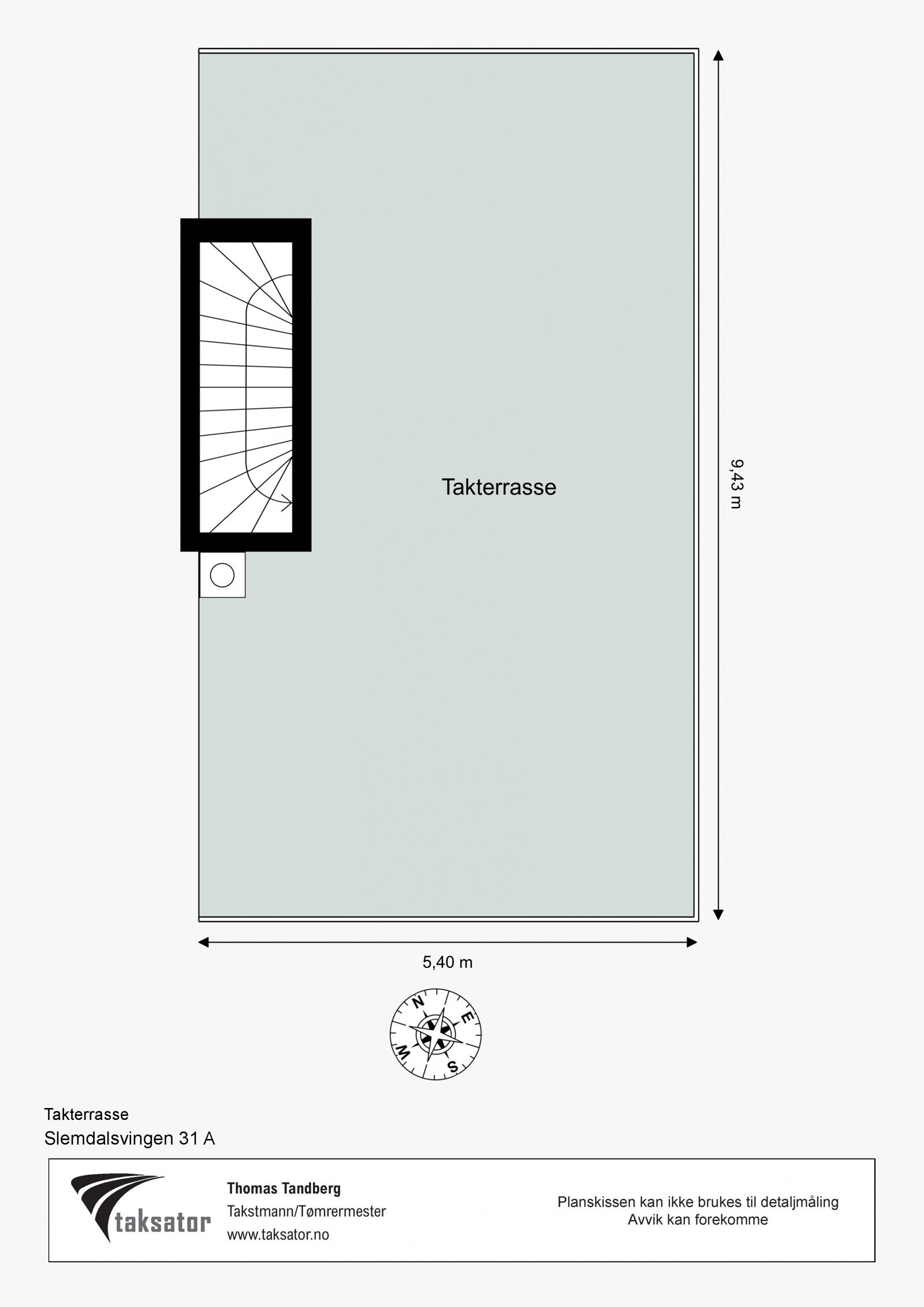 Målsatt plantegning - Takterrasse. Galleribilde