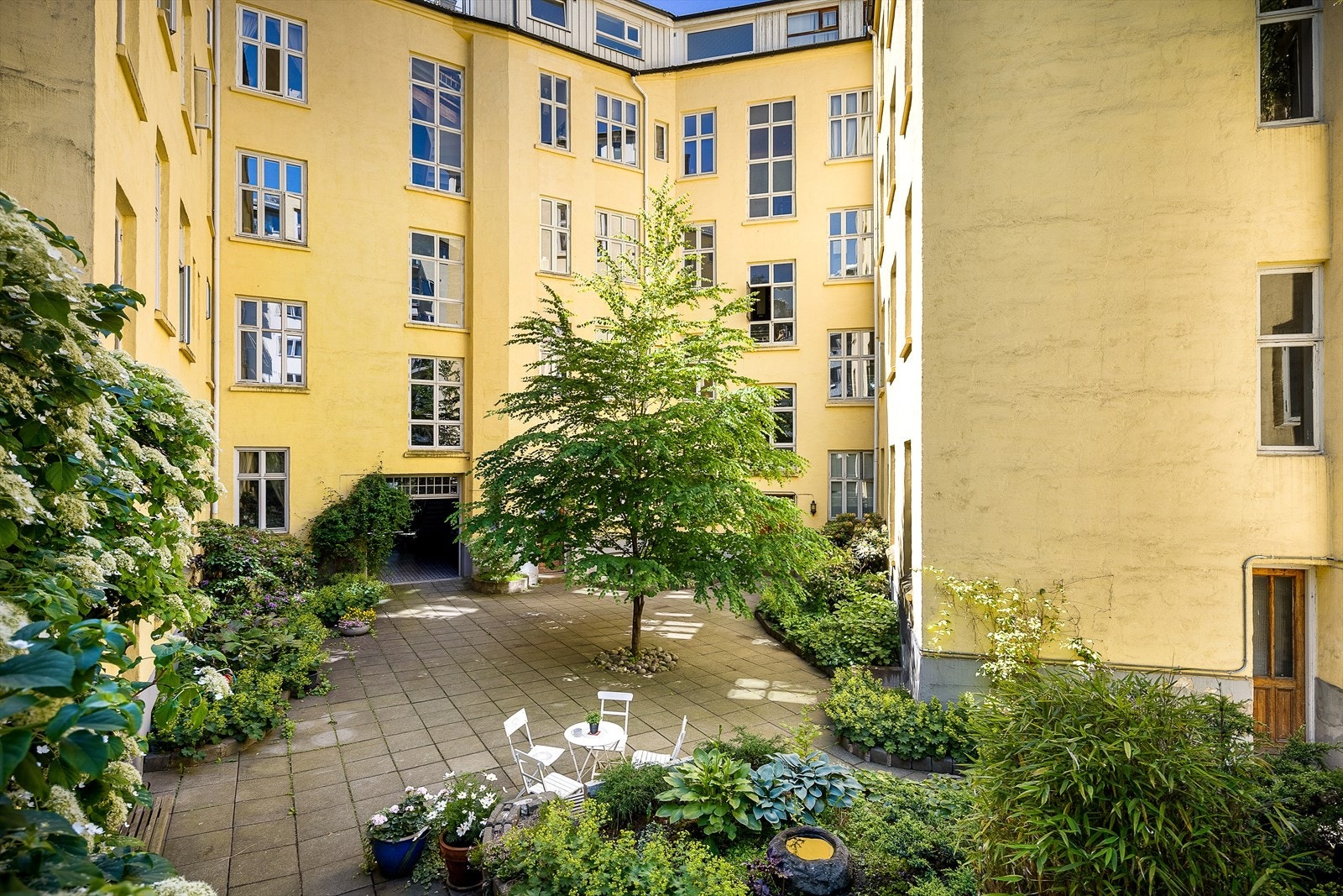 Hyggelig bakgård. Galleribilde