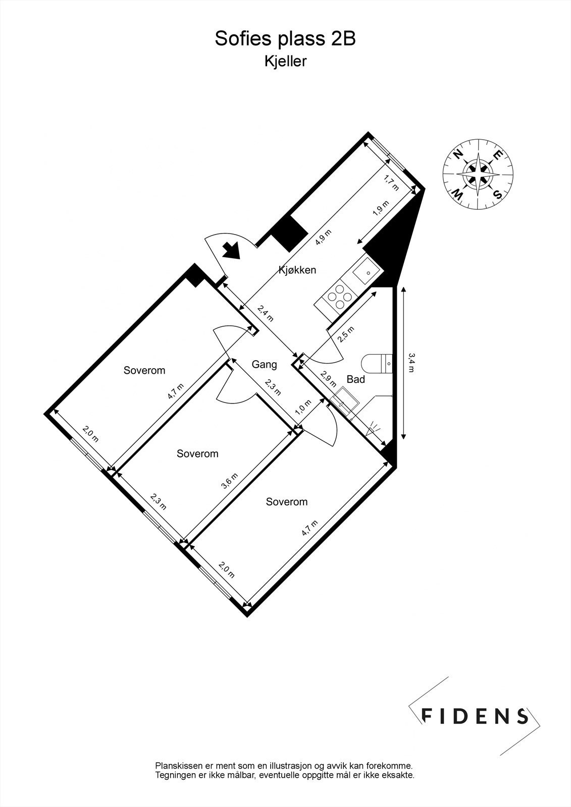 Plantegning - kjelleretasje. Galleribilde