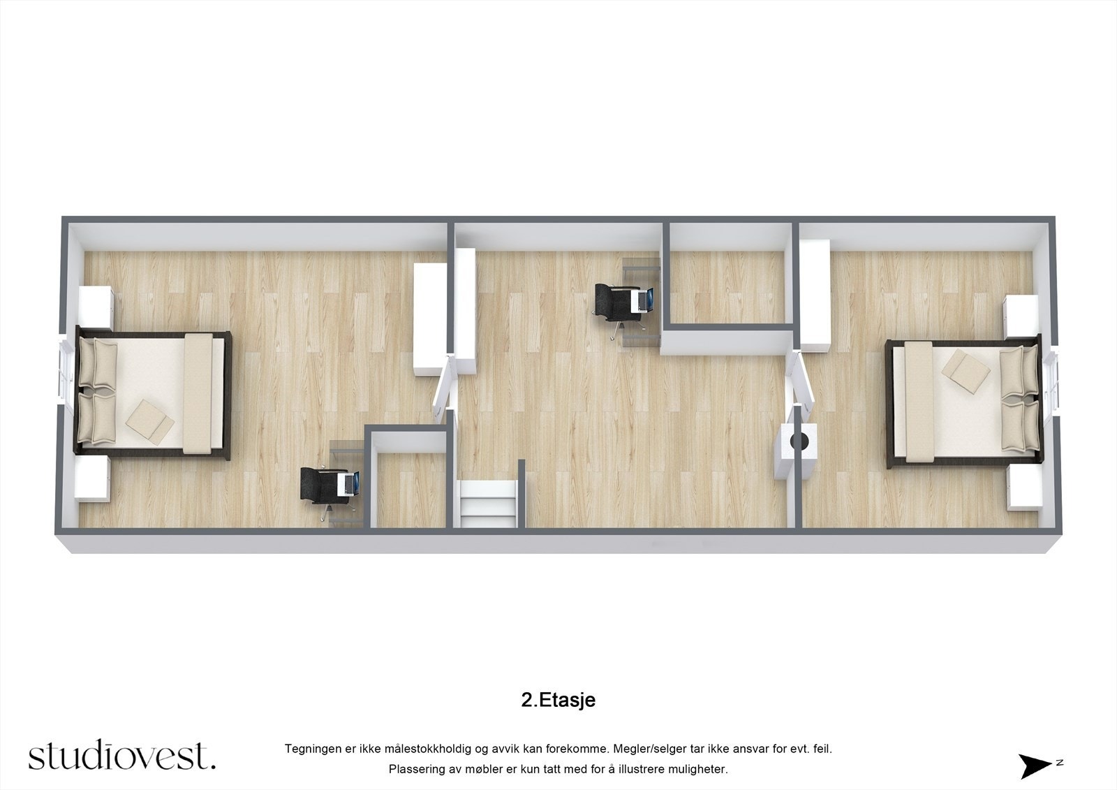 Planskisse 2.Etasje 3D Galleribilde