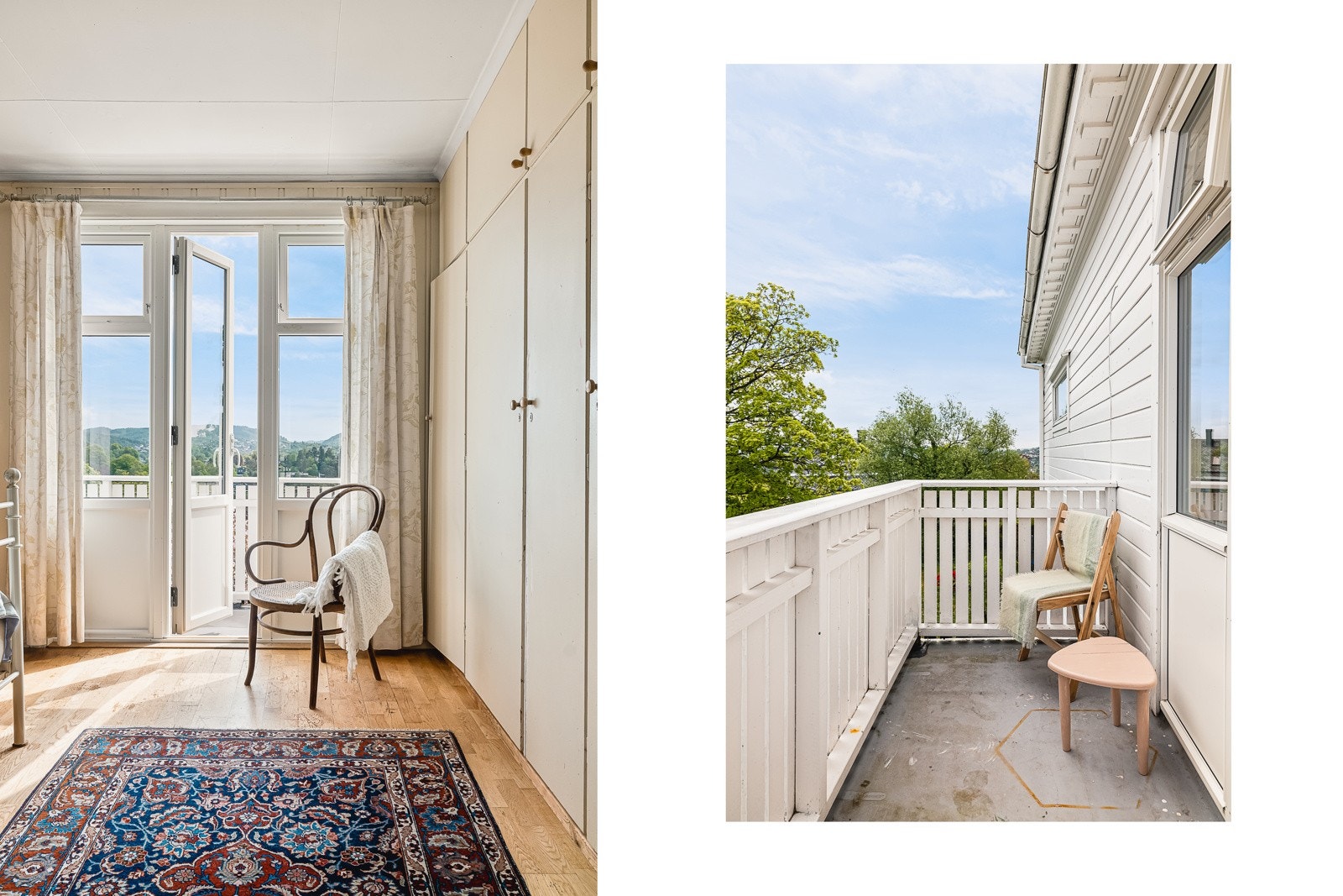 Hovedsoverom har utgang til balkong med morgen- og formiddagssol og nydelig utsikt. Galleribilde