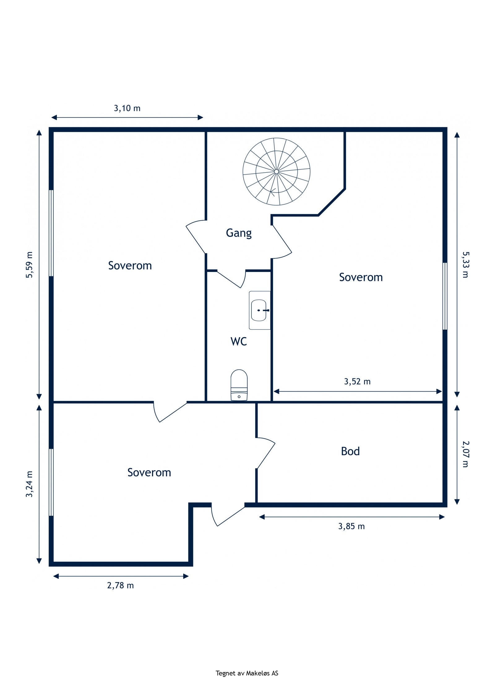 Plantegning loft. Galleribilde