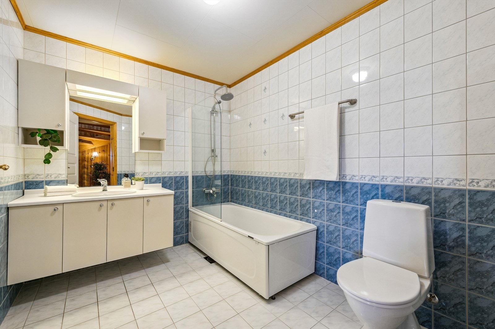 Bad i underetasje - utstyrt med toalett, badekar og servant. Galleribilde