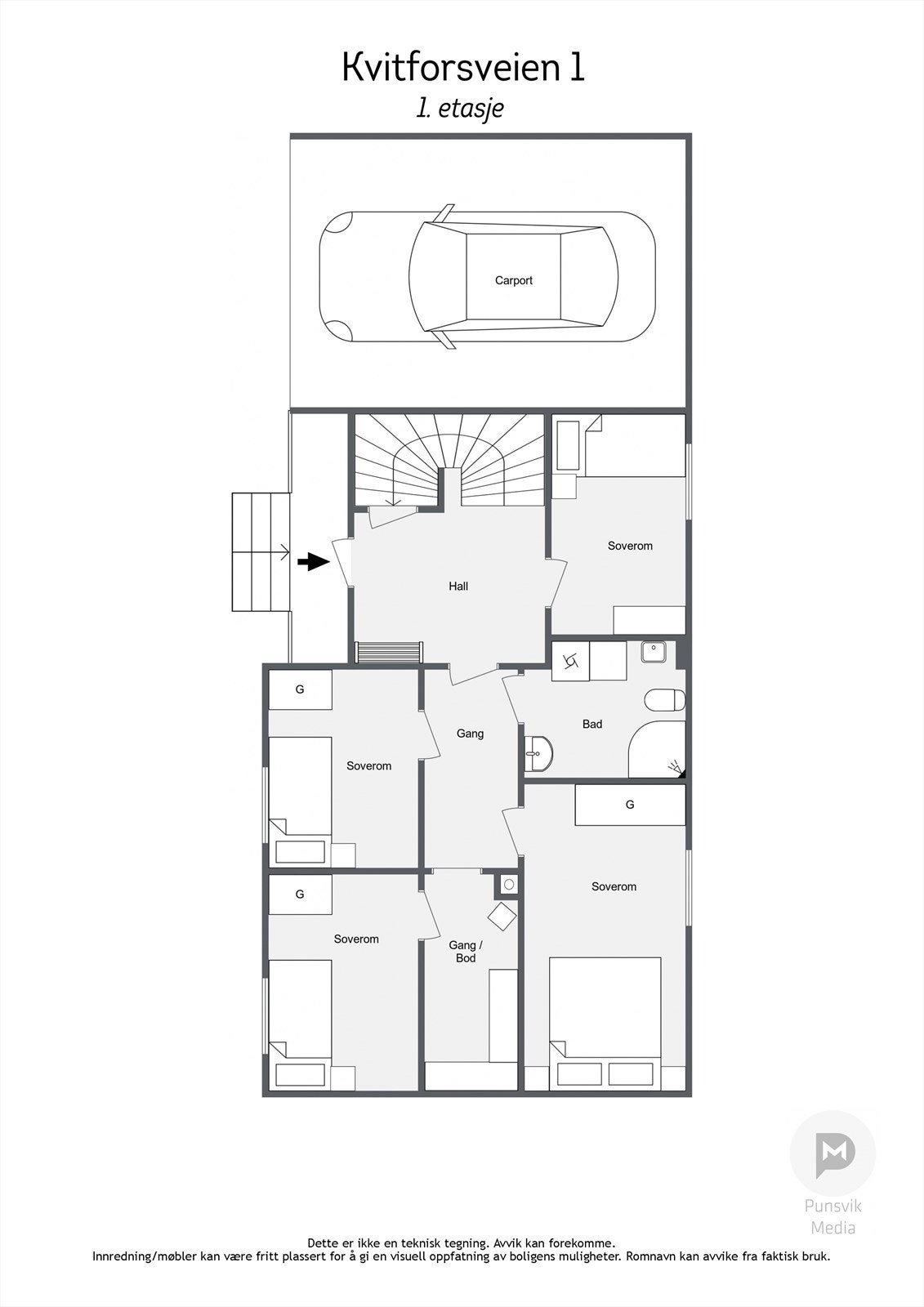 Vi ser videre på plantegningene for orientering. Galleribilde