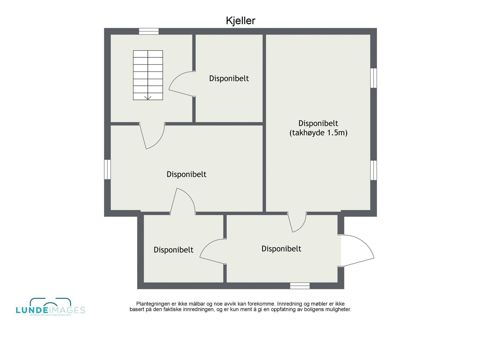 Kjelleren er ca 41 m2 BRA og inneholder gang, 4 boder og krypkjeller. Galleribilde