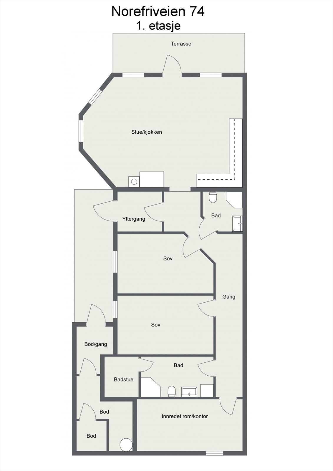 Plantegning. Vi gjør oppmerksom på at denne plantegningen er speilvendt Galleribilde