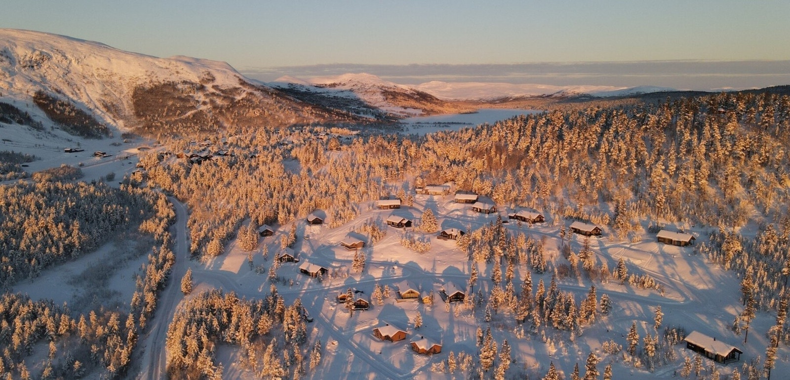 Dronefoto over Utsikten hyttefelt Galleribilde