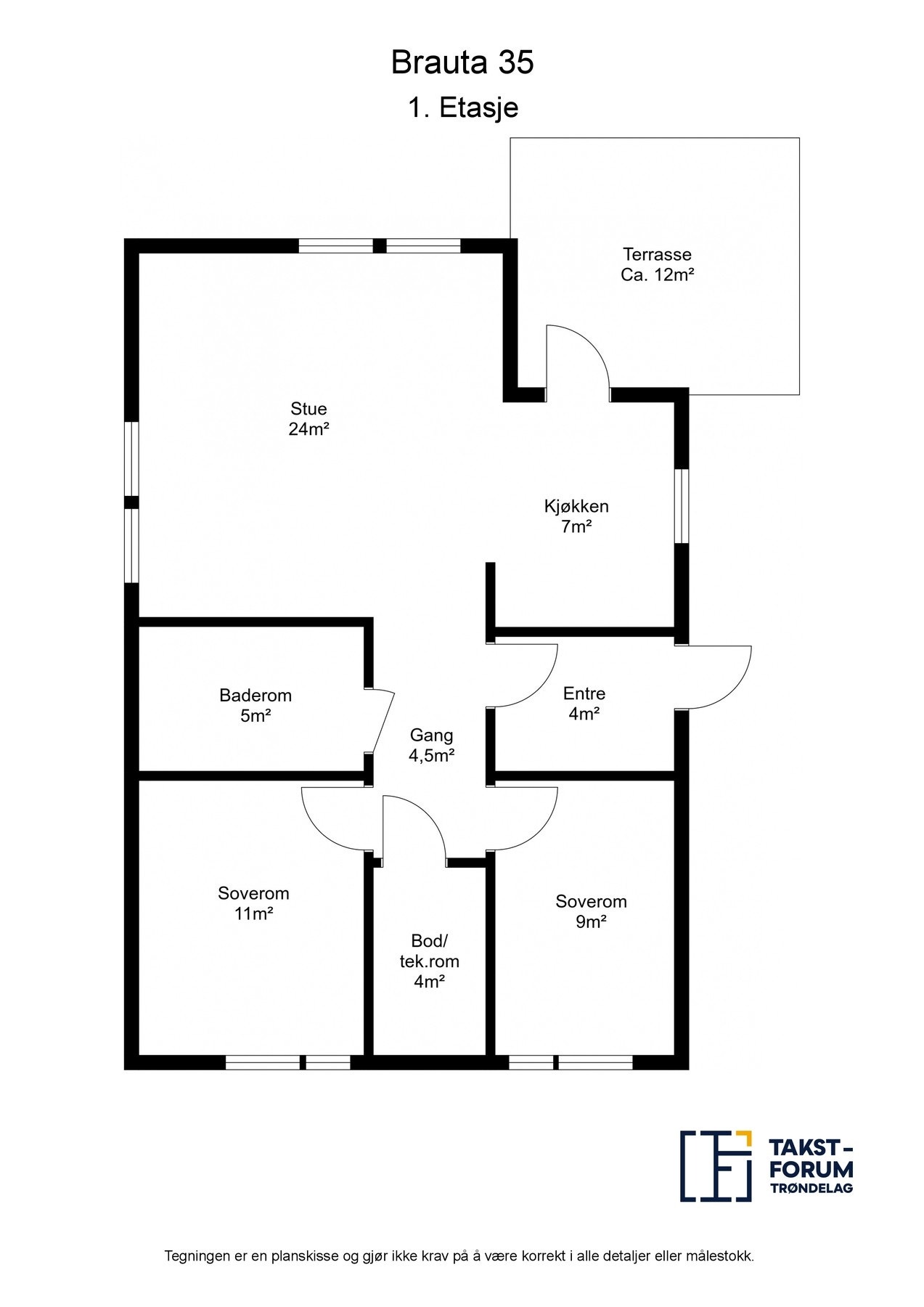 Planskisse 1.etg. med areal. Galleribilde