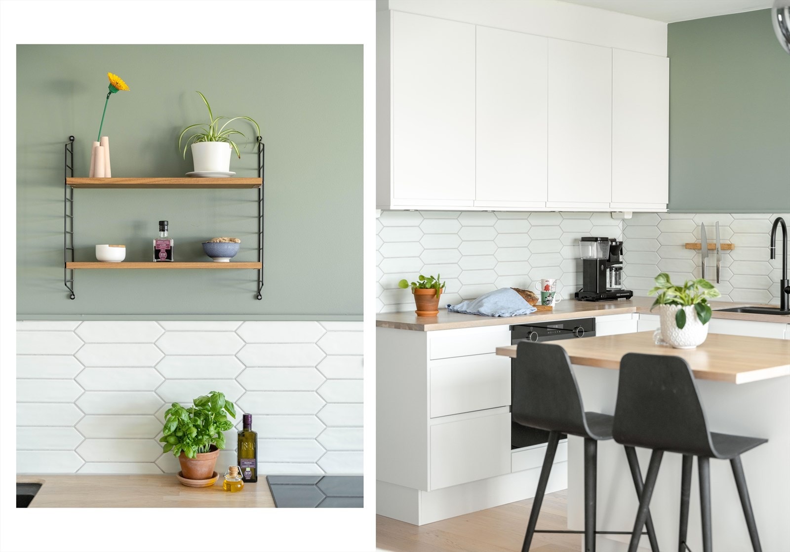 Kjøkkenet er meget innbydende og delikat. De hvite frontene, benkeplaten i heltre og moderne fargevalg på vegger skaper et godt inntrykk. Galleribilde