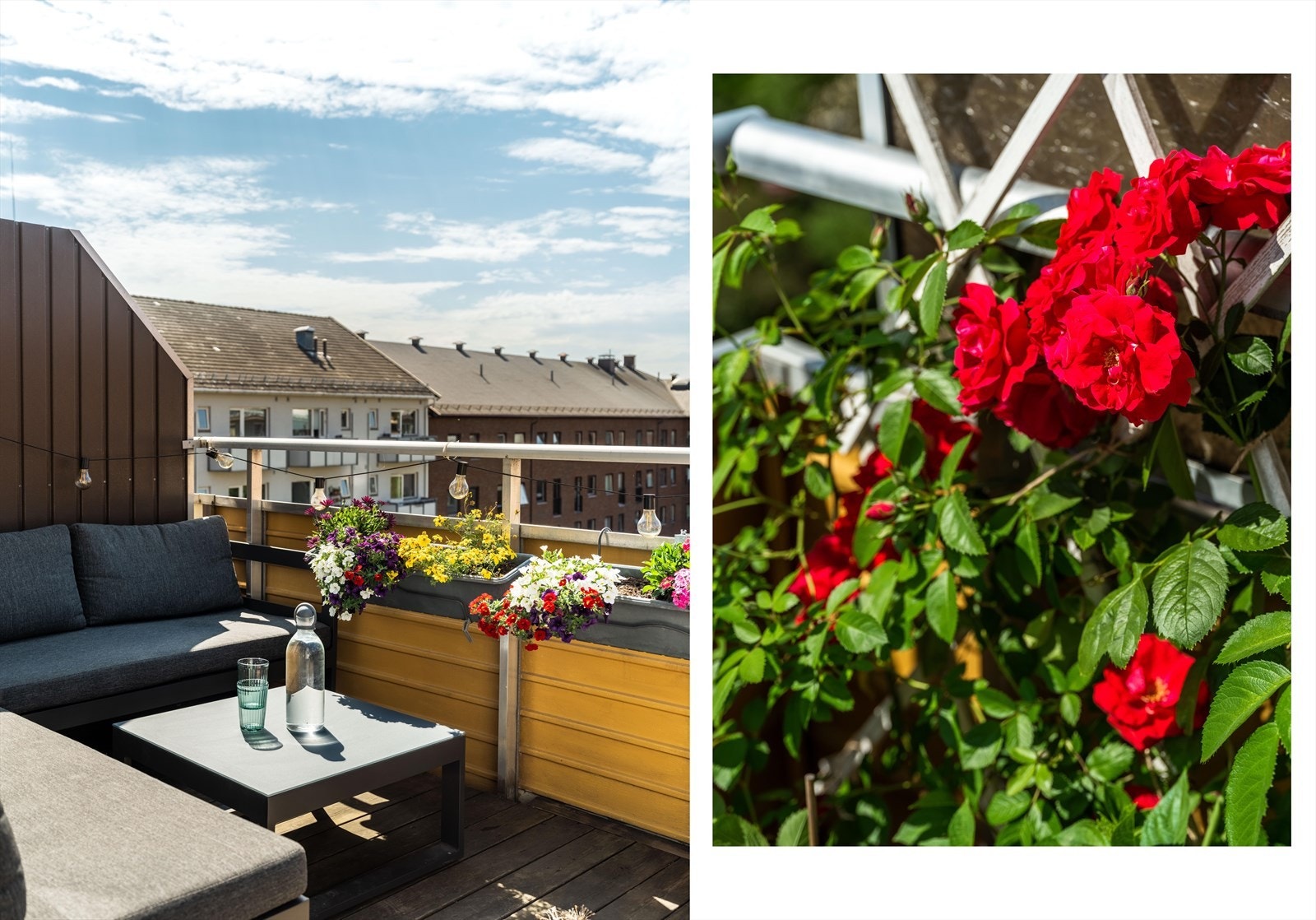 Balkongen er på ca. 8,5 m² og det er god plass til en hyggelig sittegruppe, beplantning og grill. Galleribilde