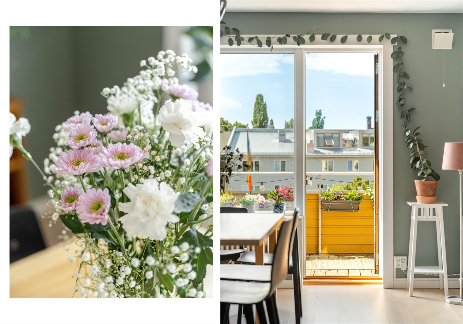 Leiligheten har en herlig, sydvestvendt balkong som vi skal se mer på senere. Galleribilde