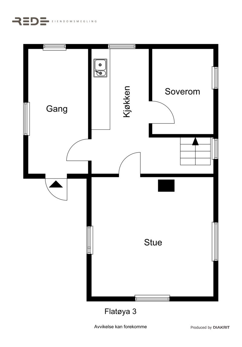 Planløsning til 1. etasje av huset. Galleribilde