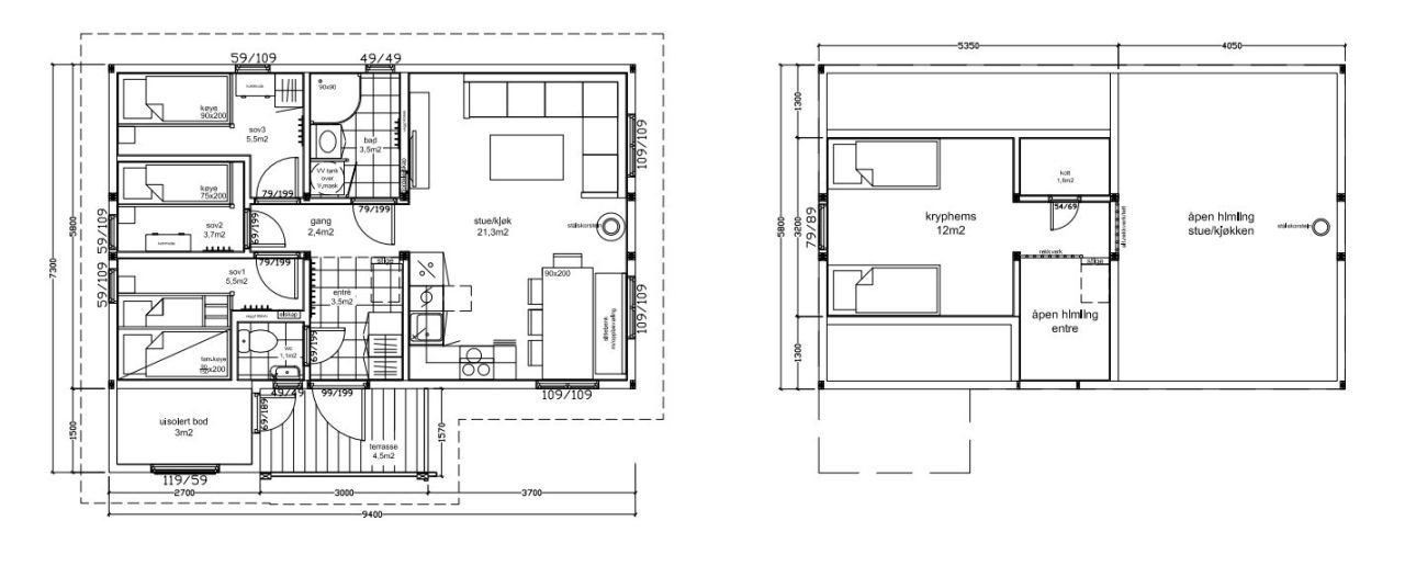 Hytte tegninger. Galleribilde