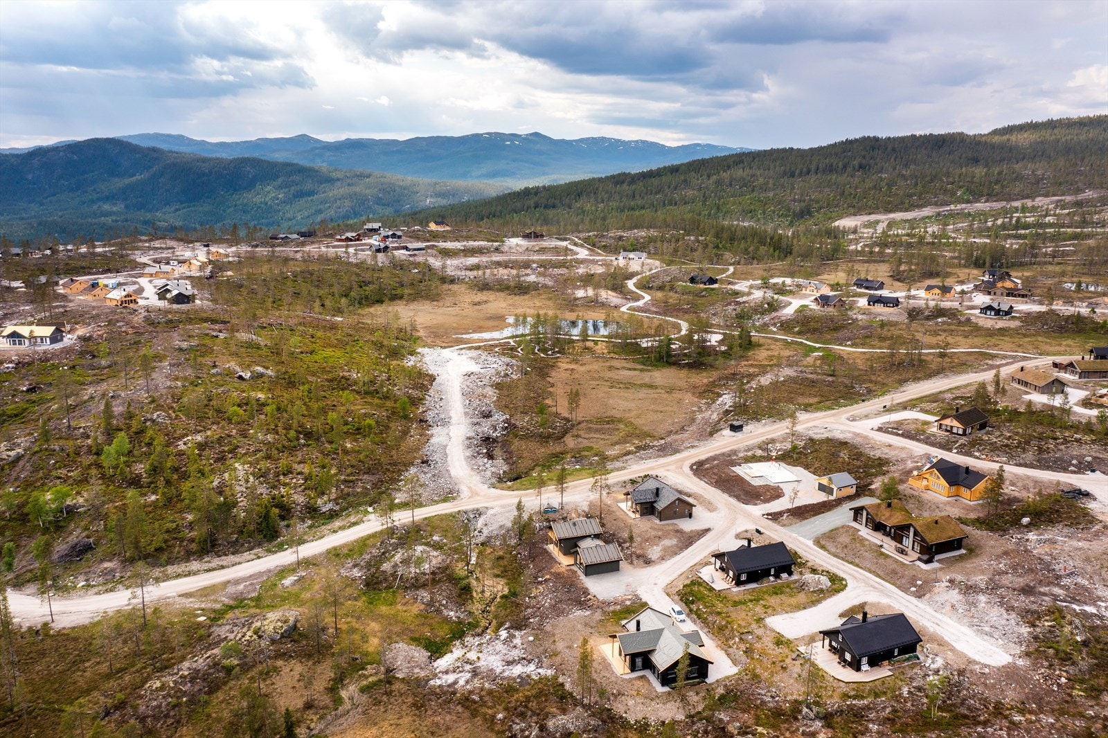 Dronebilde fra hytteområdet Galleribilde