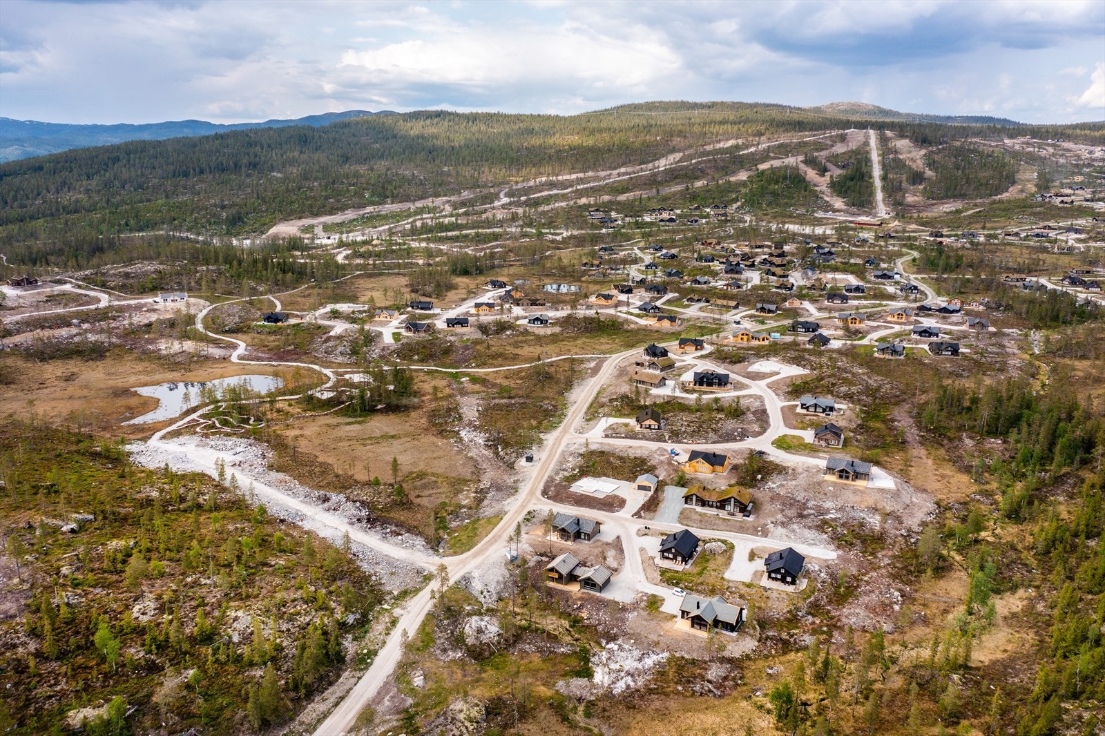 Dronebilde fra hytteområdet Galleribilde