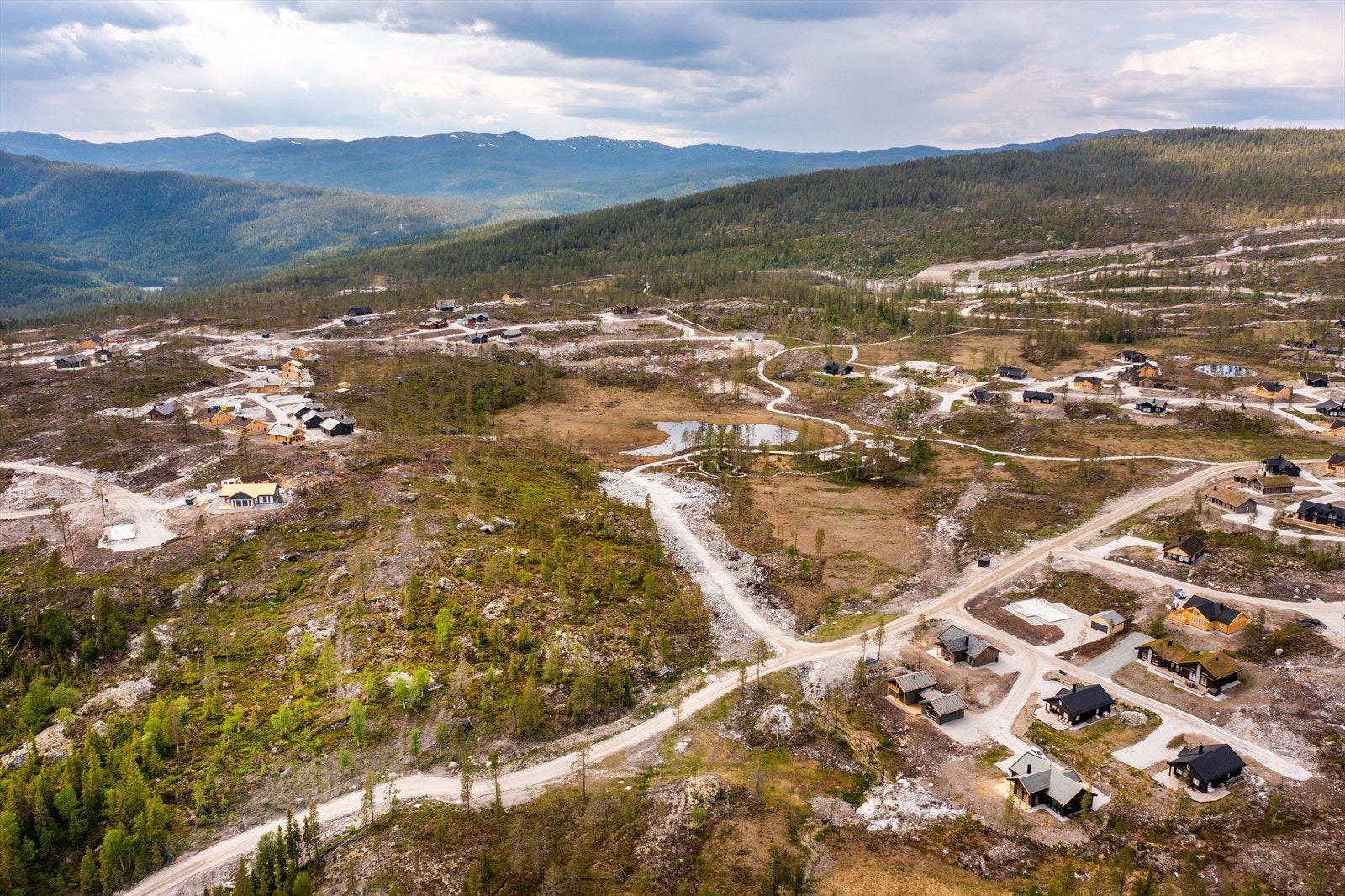 Dronebilde fra hytteområdet Galleribilde