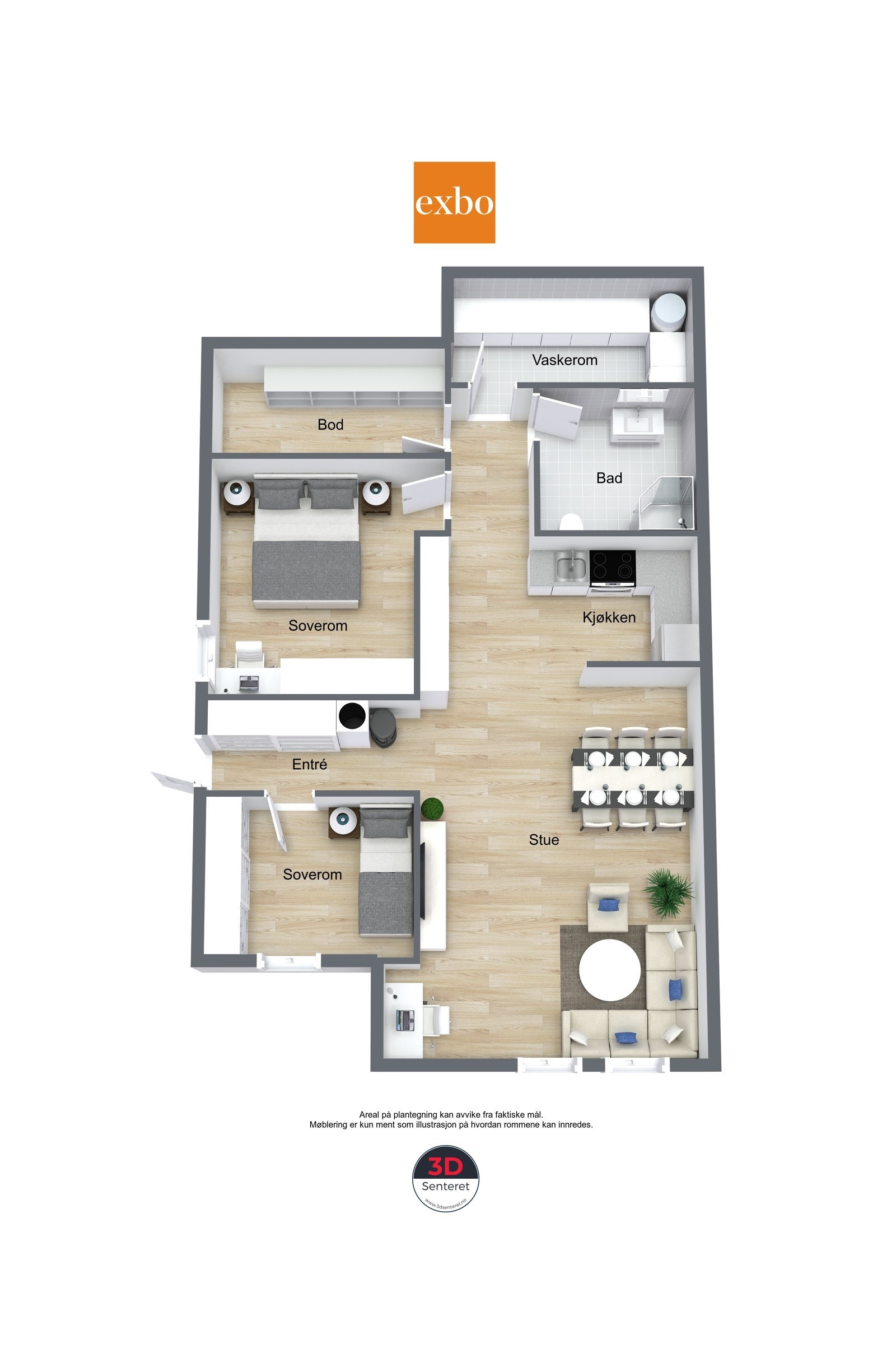 Lyngfjellveien 43A - Planskisse 1 - 3D Floor Plan Galleribilde