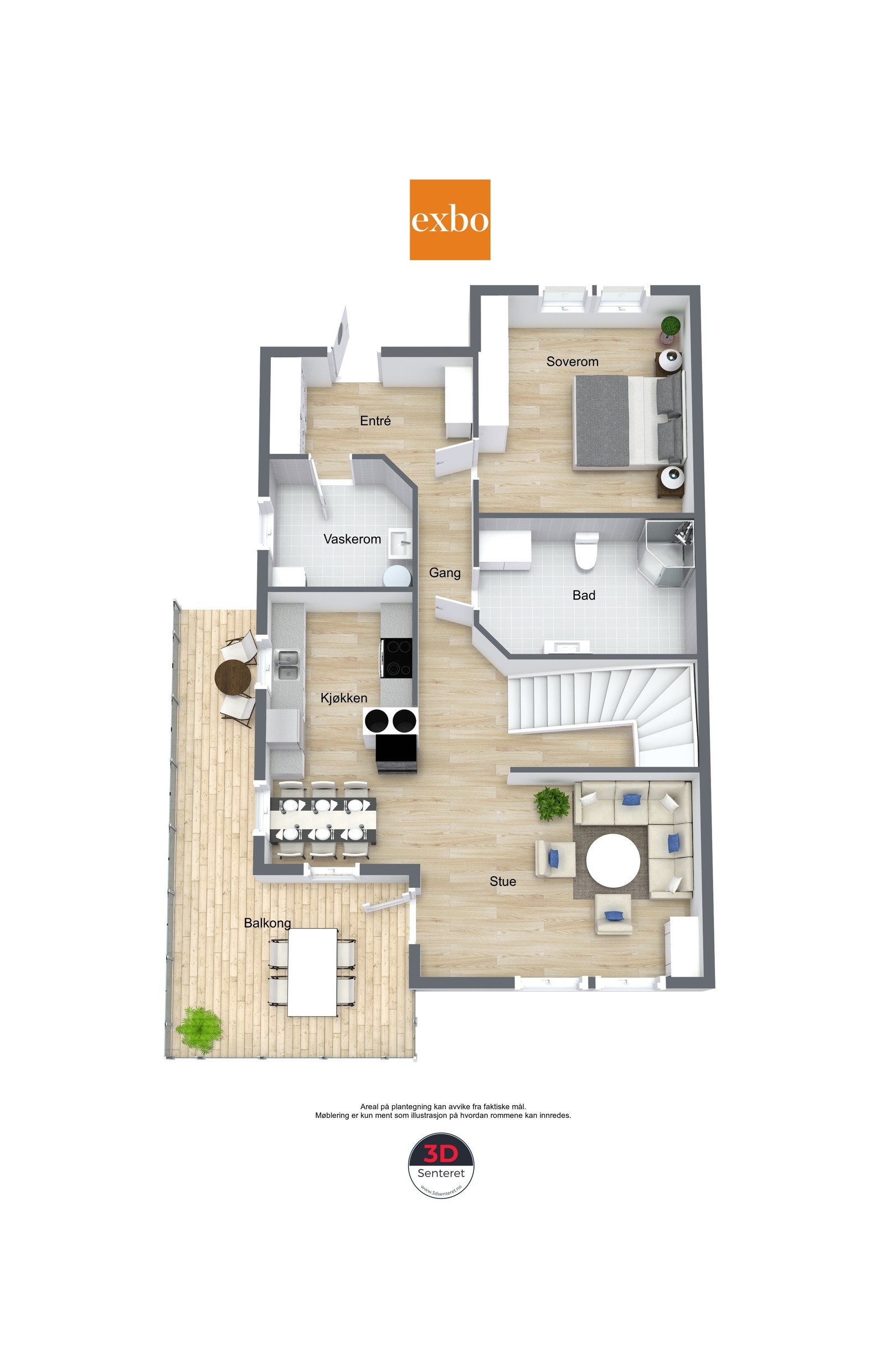 Lyngfjellveien 43A - Planskisse 2 - 3D Floor Plan Galleribilde