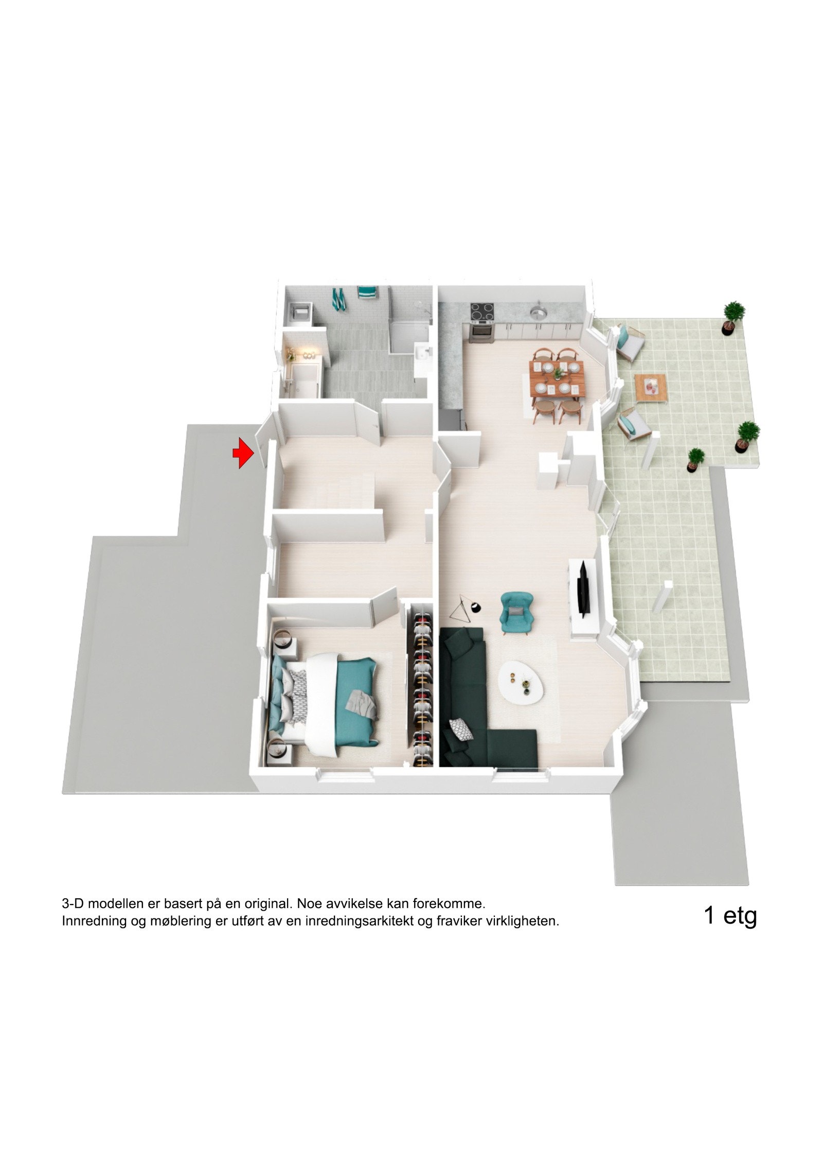 Plantegning 1 etasje 3D Galleribilde
