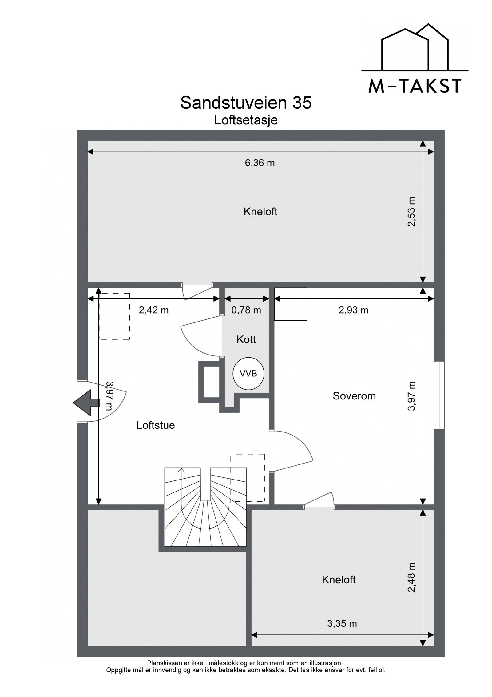 Plantegning av loftsetasjen. Galleribilde