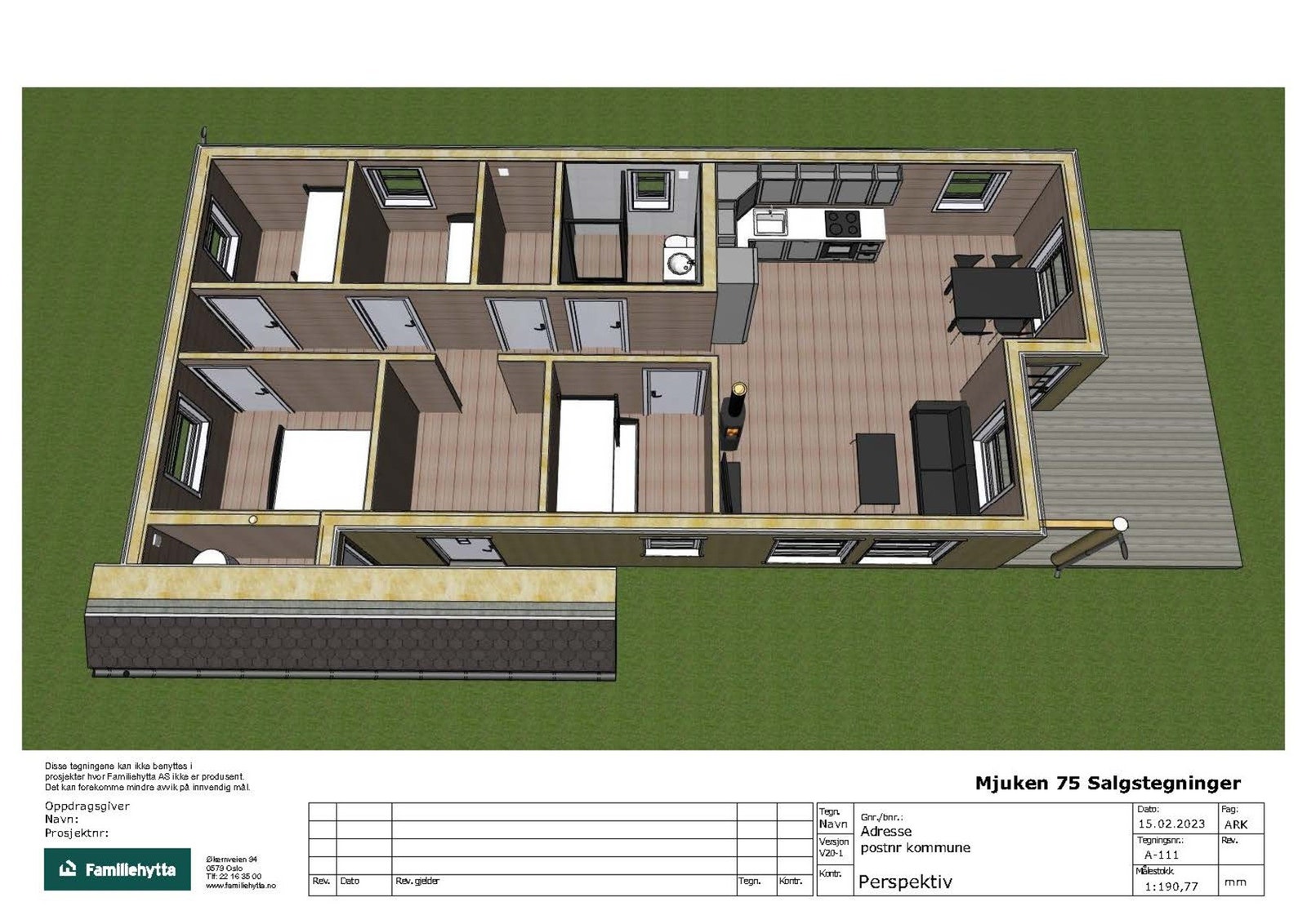 Strektegning planløsning Mjuken 75 Galleribilde