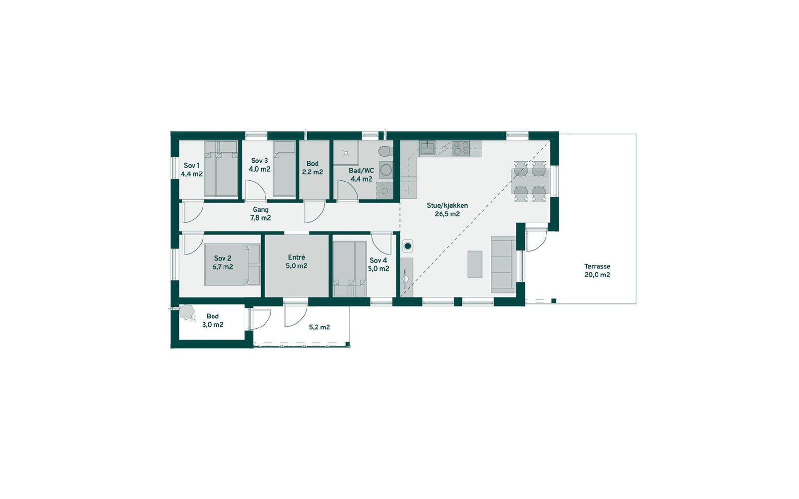 Planløsning Mjuken 75 Galleribilde