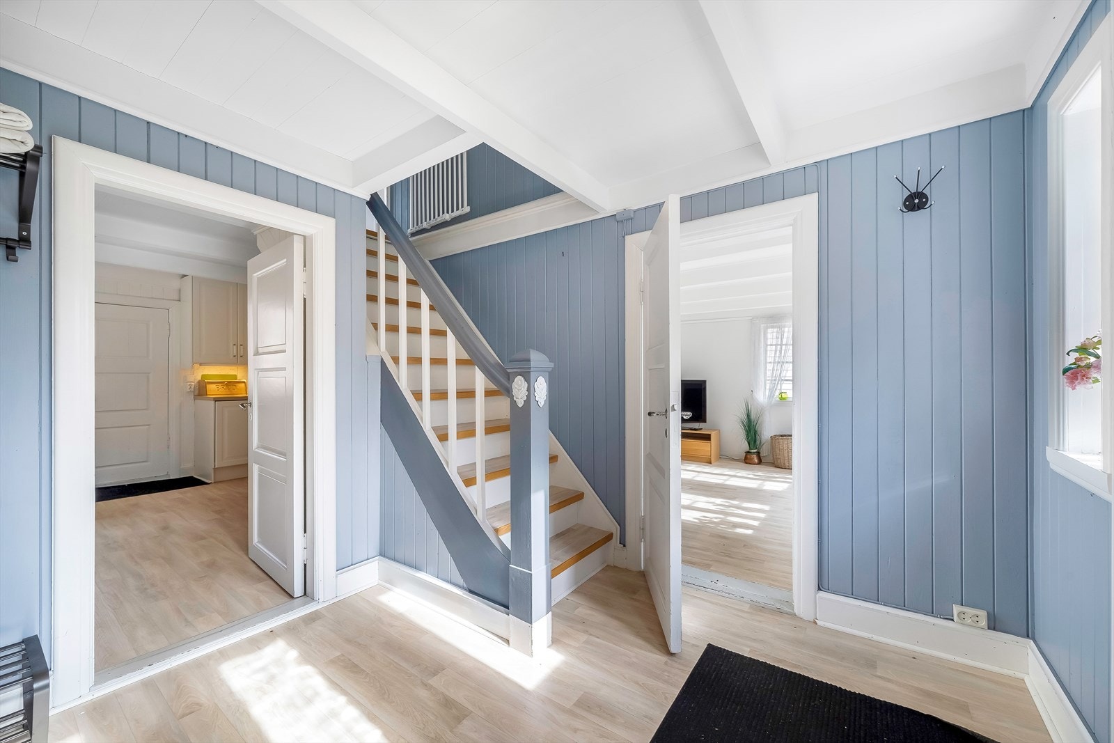 Ganga er malt opp i nydelig blåfarge. Galleribilde