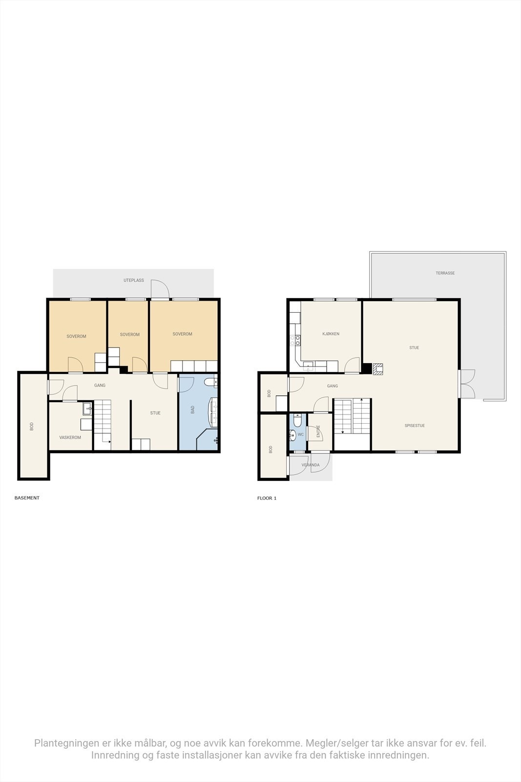 Plantegning begge etasjer. Galleribilde