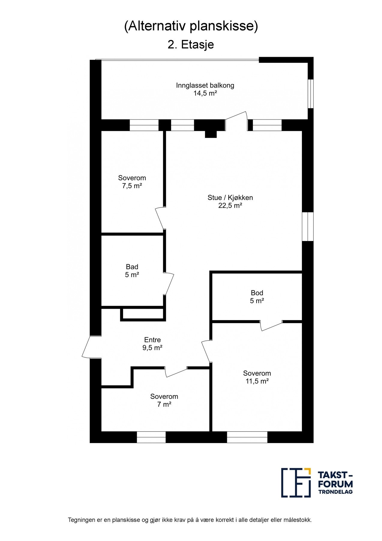 Opprinnelig planløsning av leilighet med 3 soverom. Galleribilde