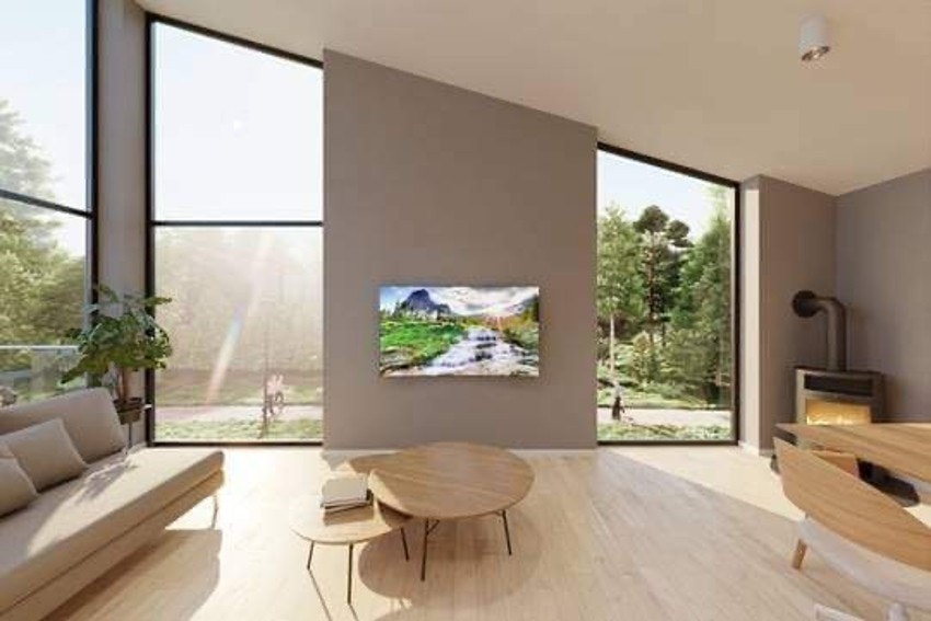Illustrasjon av loftsstue. Annet interiør og farge. Avvik vil forekomme. Galleribilde