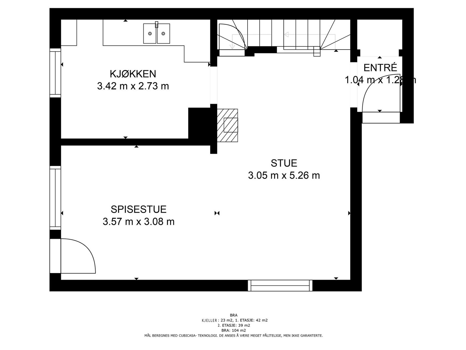 Plantegning 1.etg. - Det gjøres oppmerksom på at disse plantegningene er etter dagens faktiske bruk, uavhengig av hva som er godkjent av bygningsmyndighetene Galleribilde