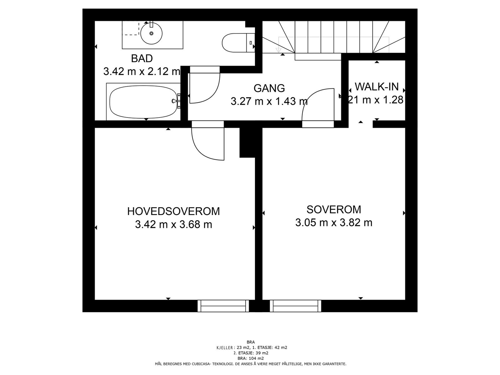 Plantegning 2.etg. Det gjøres oppmerksom på at disse plantegningene er etter dagens faktiske bruk, uavhengig av hva som er godkjent av bygningsmyndighetene Galleribilde