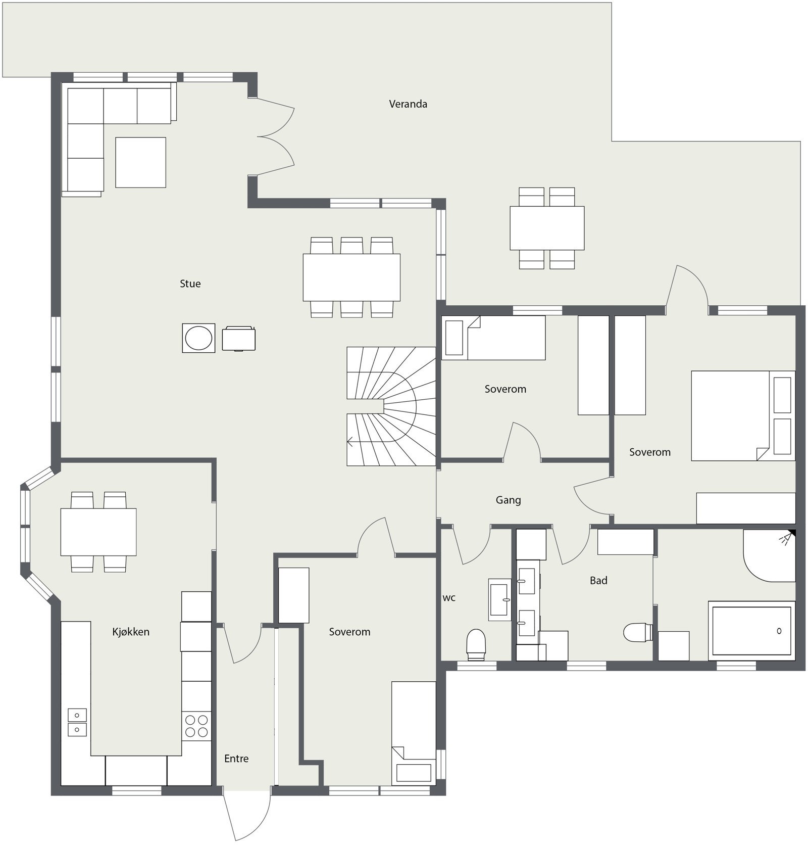 2D Plantegning - Hovedetasje. Galleribilde