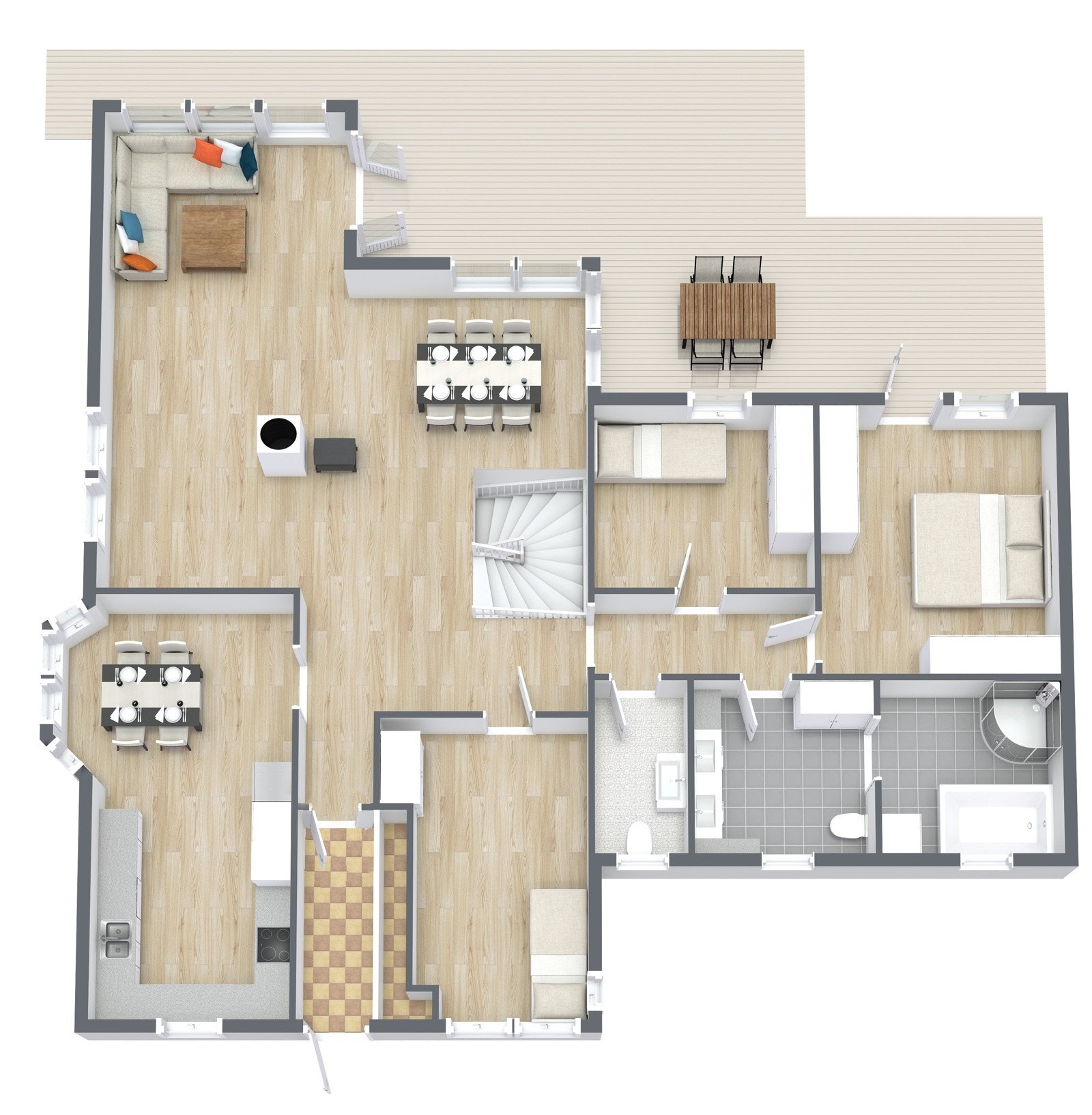 3D Plantegning - Hovedetasje. Galleribilde