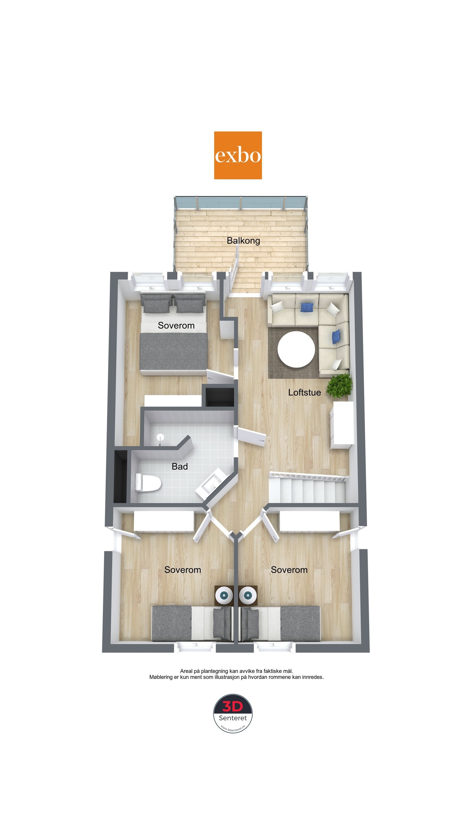 Plantegning leilighetens 2.etasje. Galleribilde