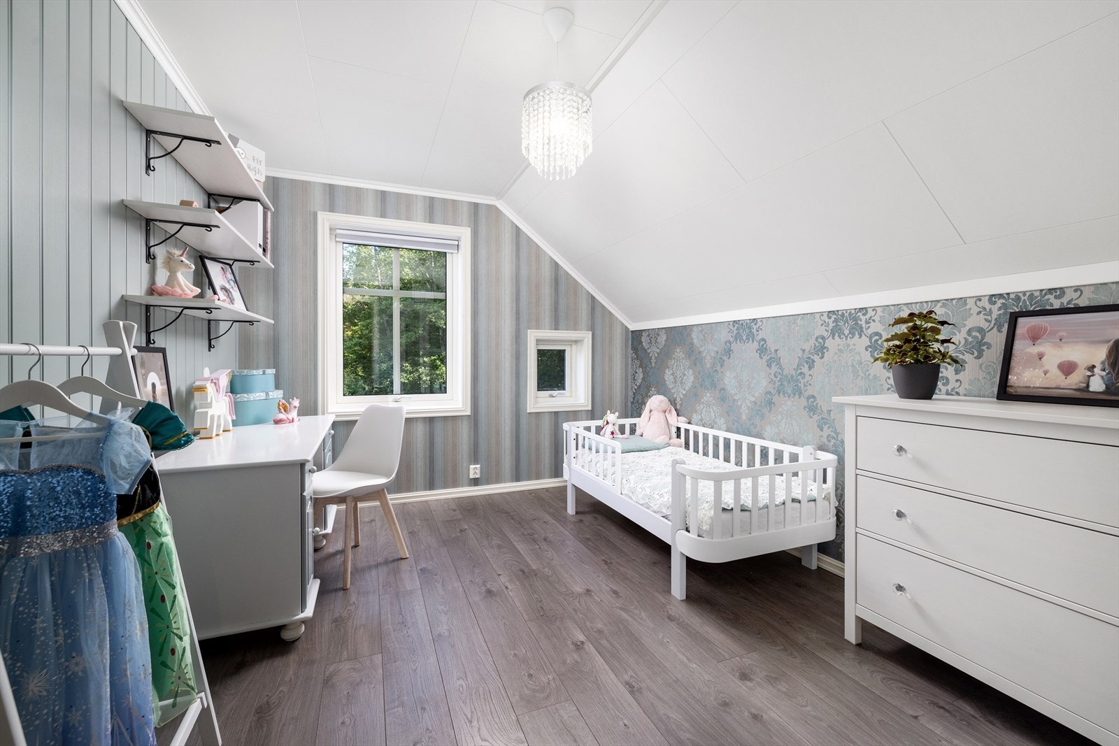 Soverom(2 etg) stort fint soverom , med skråtak og mye plass til lek og moro. Galleribilde
